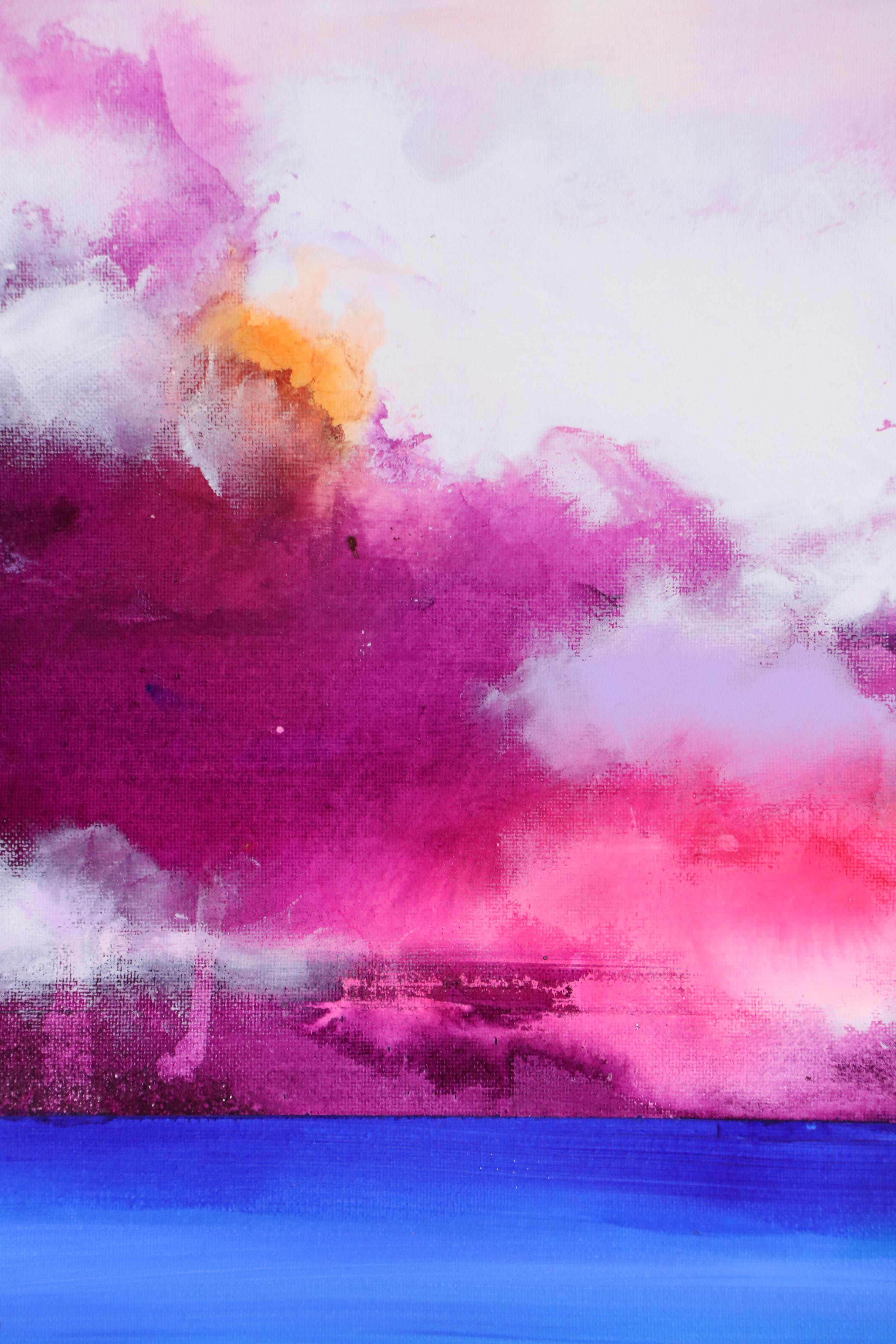 Milagros Pongo Abstract Mixed Media Painting "Magical Sky," 21st Century