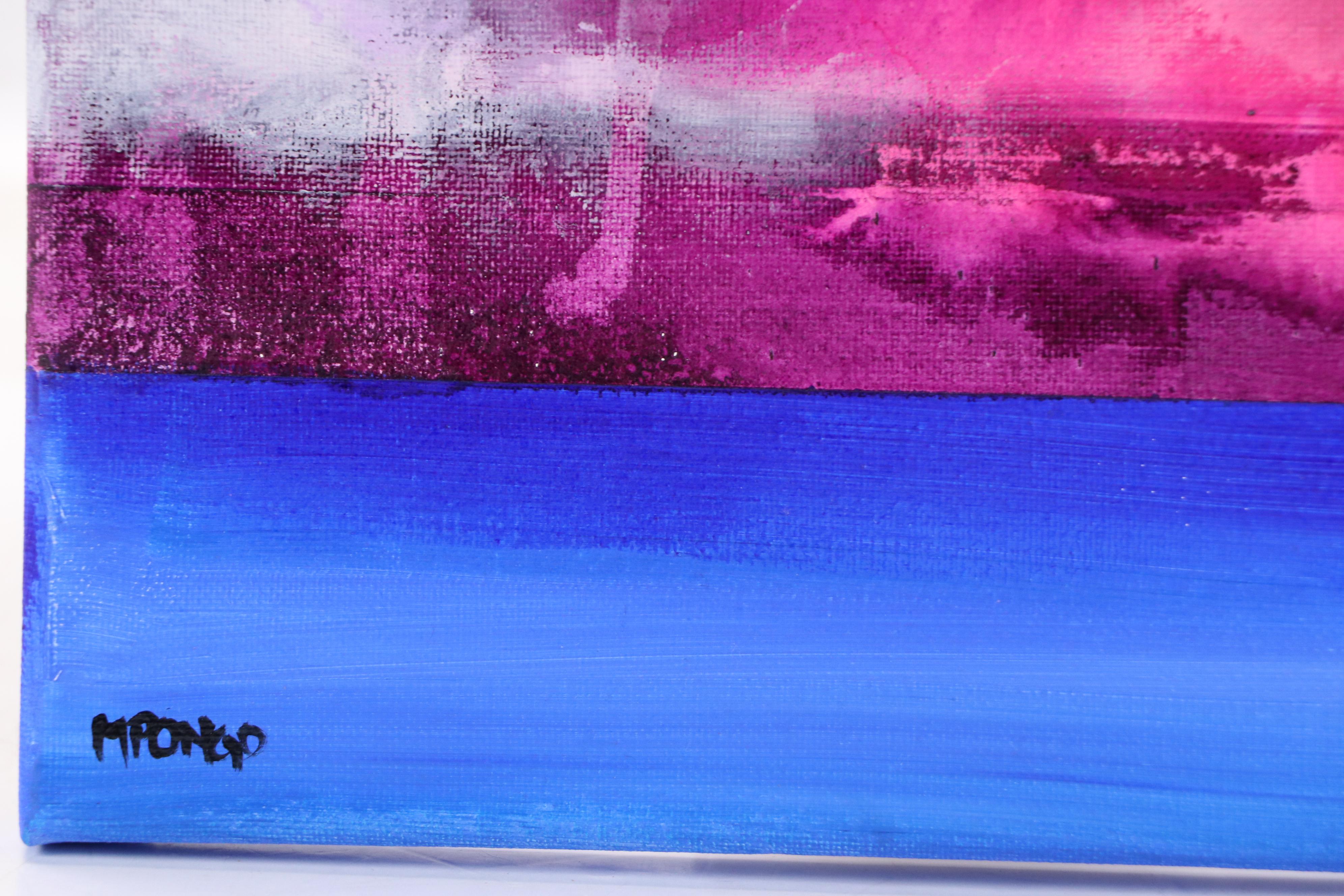 Milagros Pongo Abstract Mixed Media Painting "Magical Sky," 21st Century