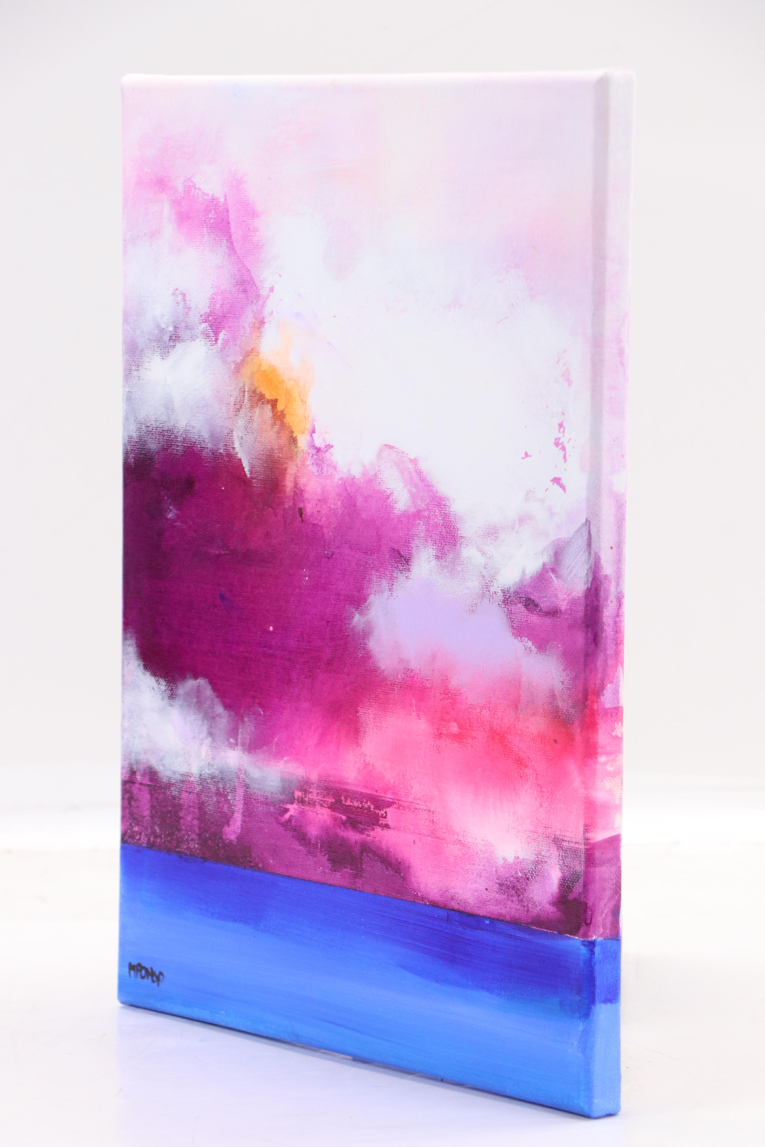 Milagros Pongo Abstract Mixed Media Painting "Magical Sky," 21st Century