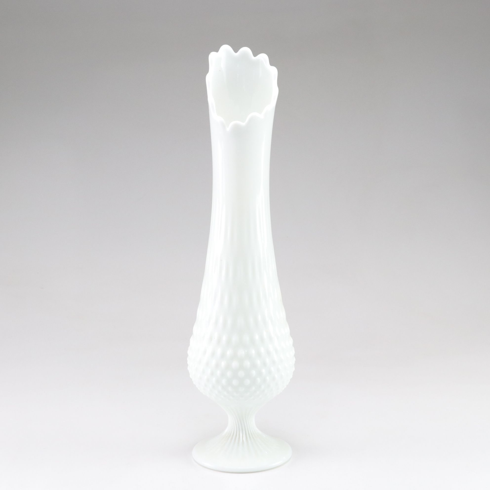 Fenton Milk Glass Hobnail Swung Vase & Indiana Glass Blue Compotes