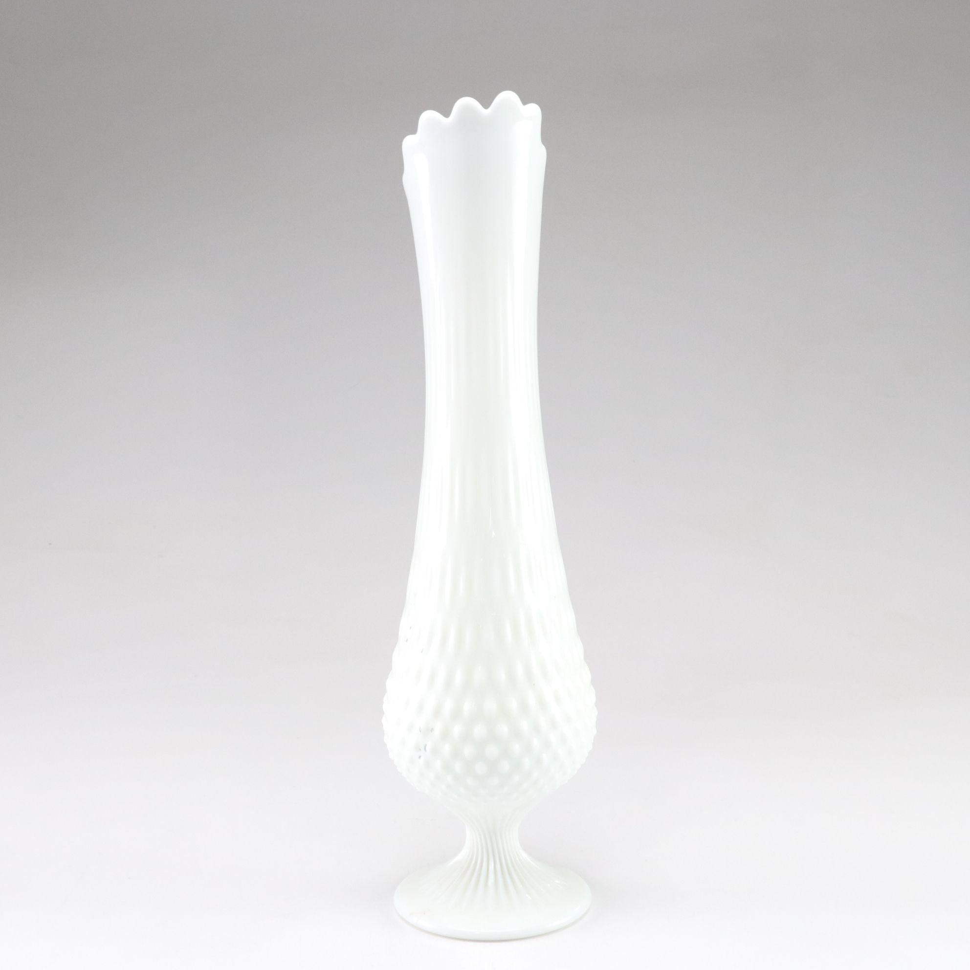 Fenton Milk Glass Hobnail Swung Vase & Indiana Glass Blue Compotes