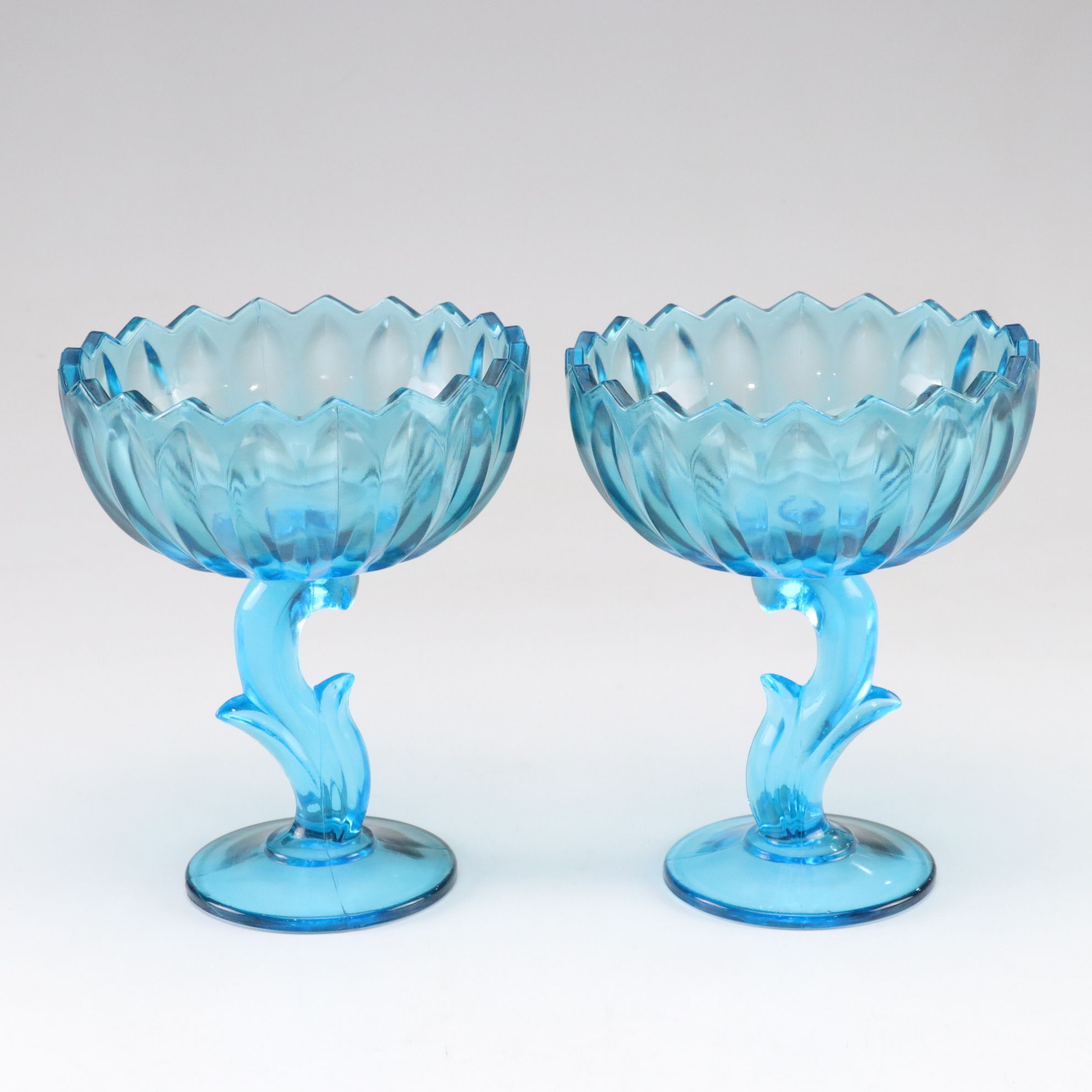 Fenton Milk Glass Hobnail Swung Vase & Indiana Glass Blue Compotes