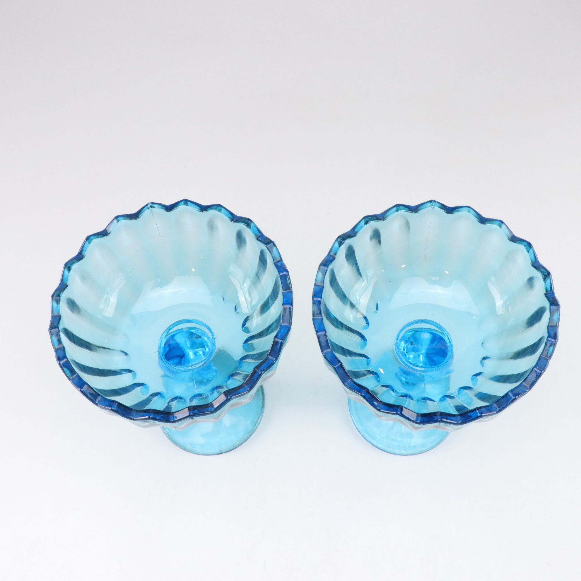 Fenton Milk Glass Hobnail Swung Vase & Indiana Glass Blue Compotes