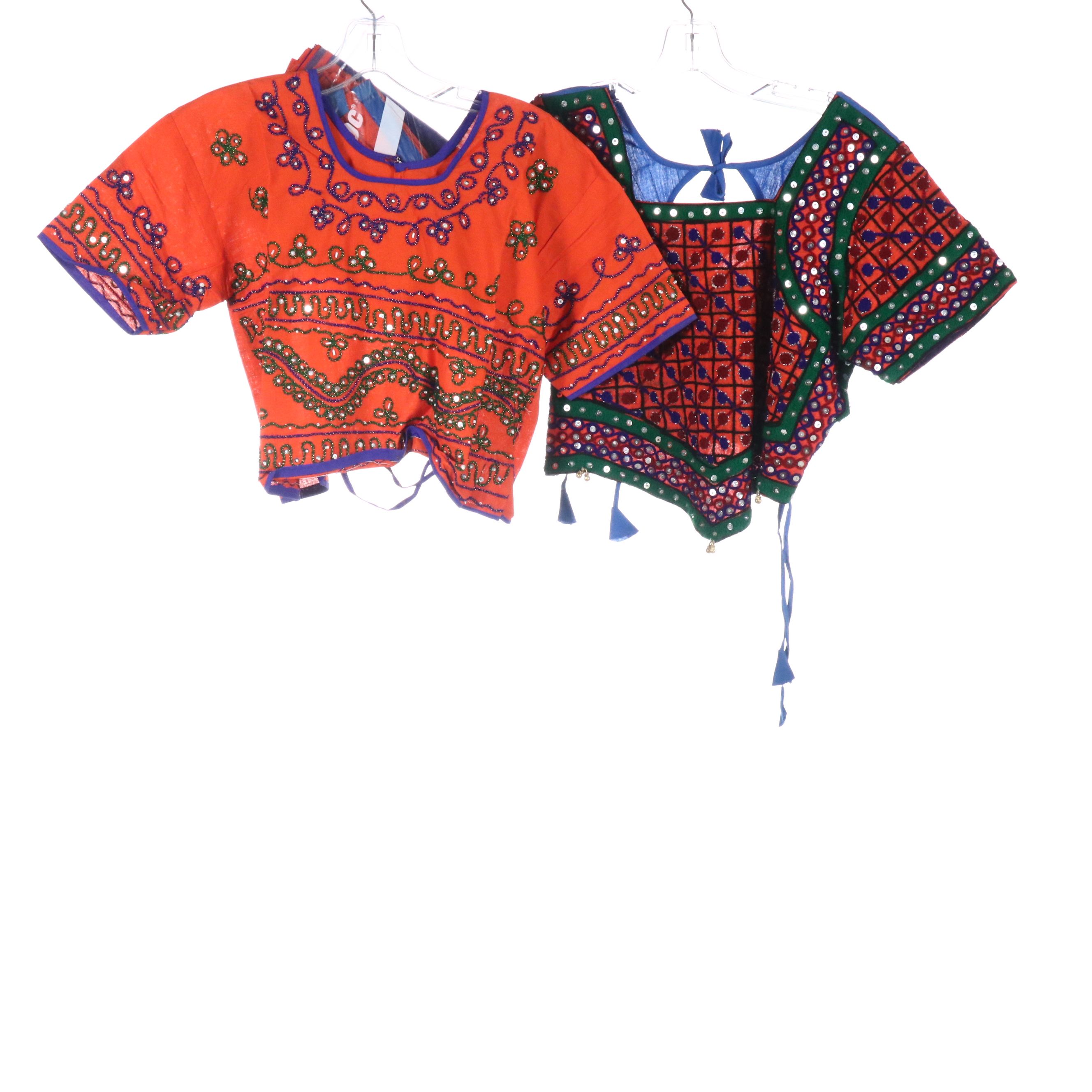 Handmade Chaniya Choli Sets in Sequin/Bead Embellished and Threadworked Cotton