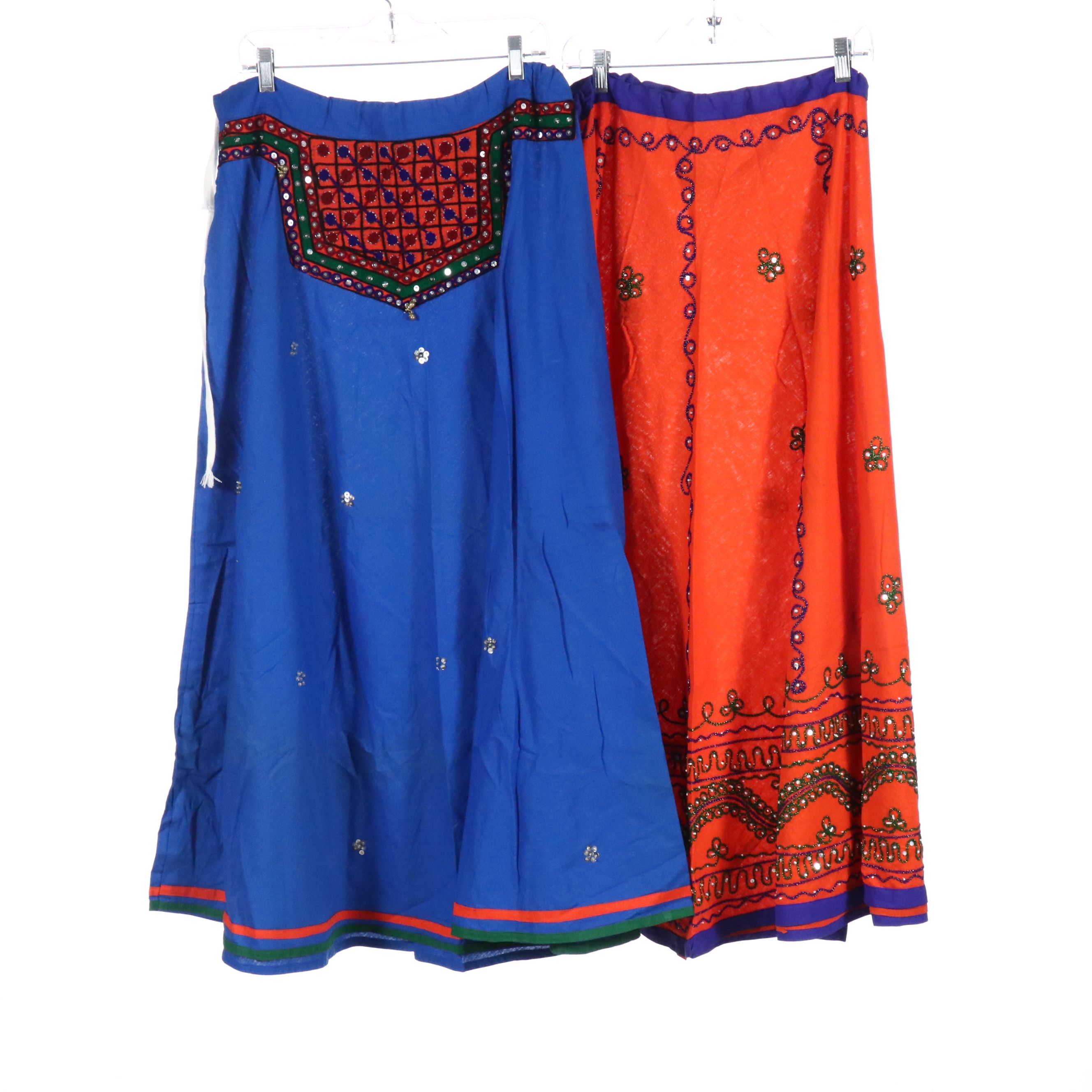 Handmade Chaniya Choli Sets in Sequin/Bead Embellished and Threadworked Cotton