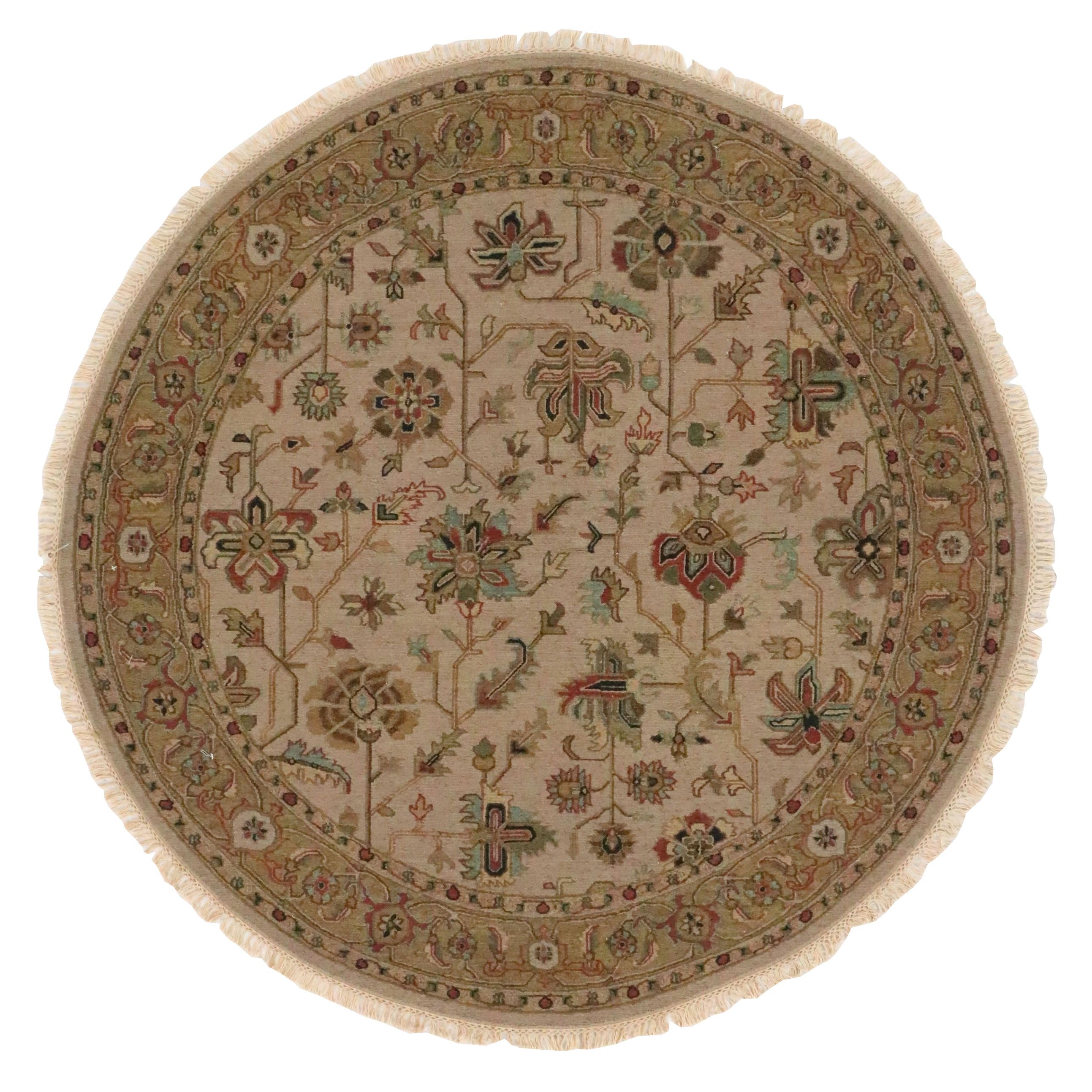 6'3 Round Handwoven Indian Soumak Area Rug