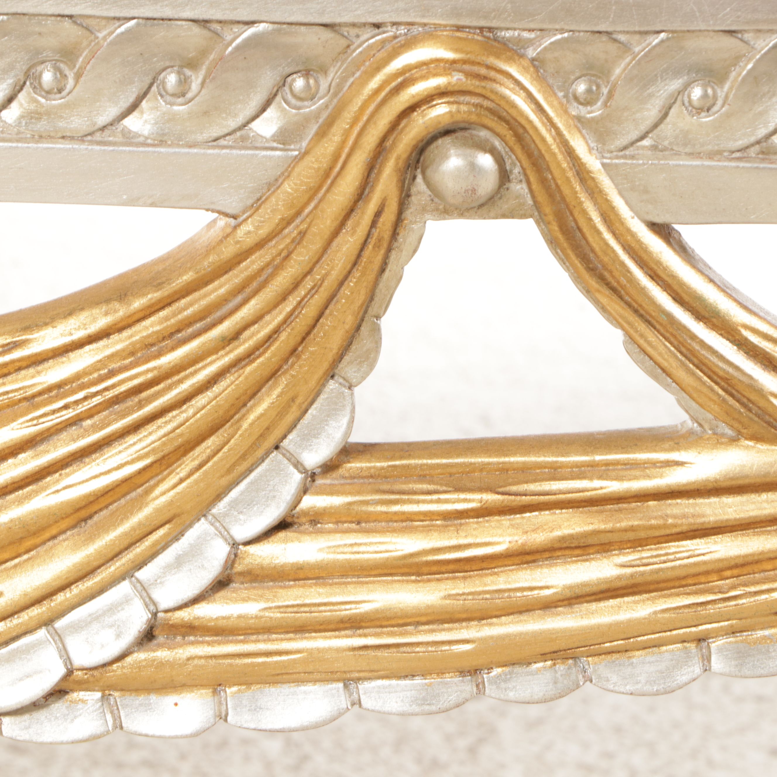 Gilded Wood and Faux Marble Console Table