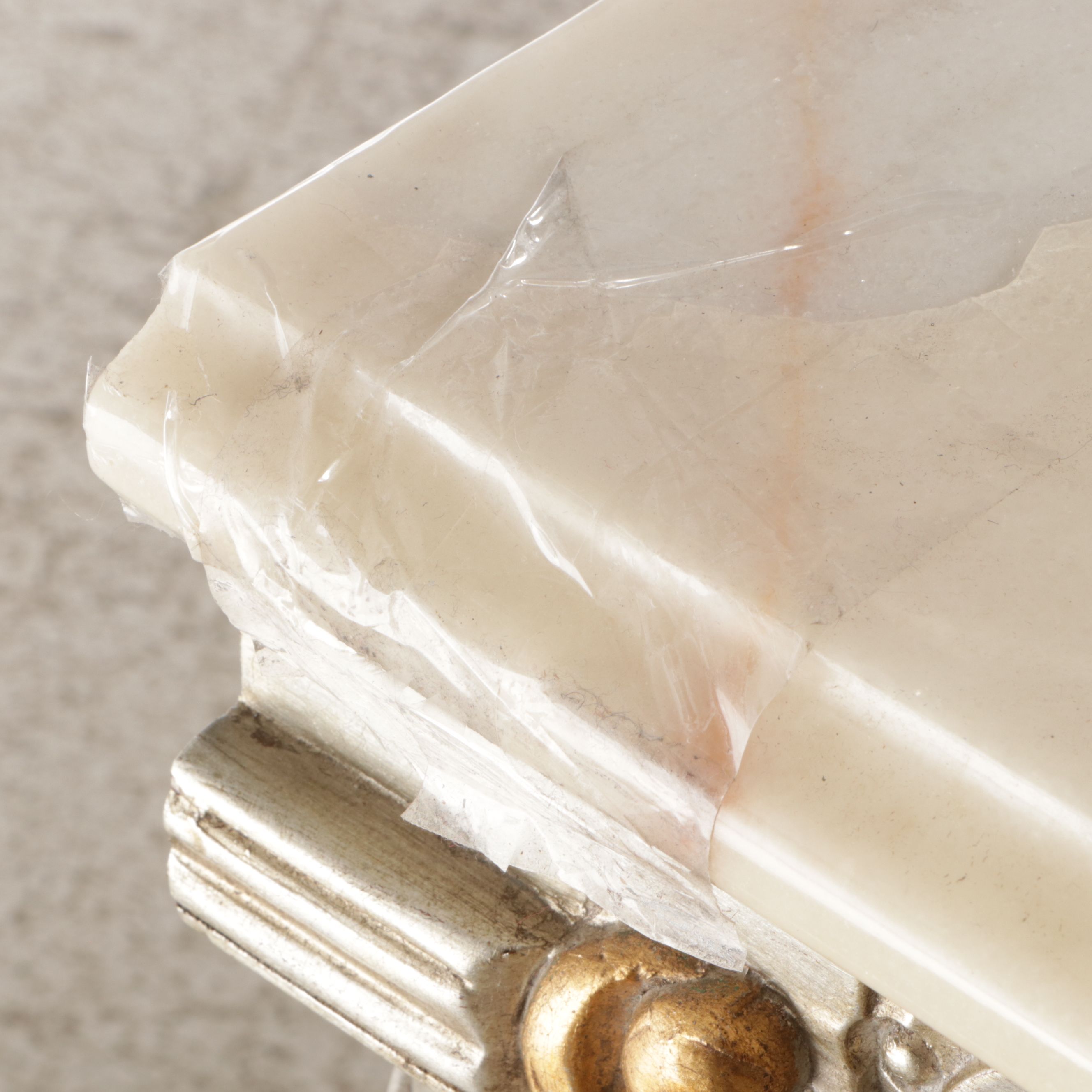 Gilded Wood and Faux Marble Console Table