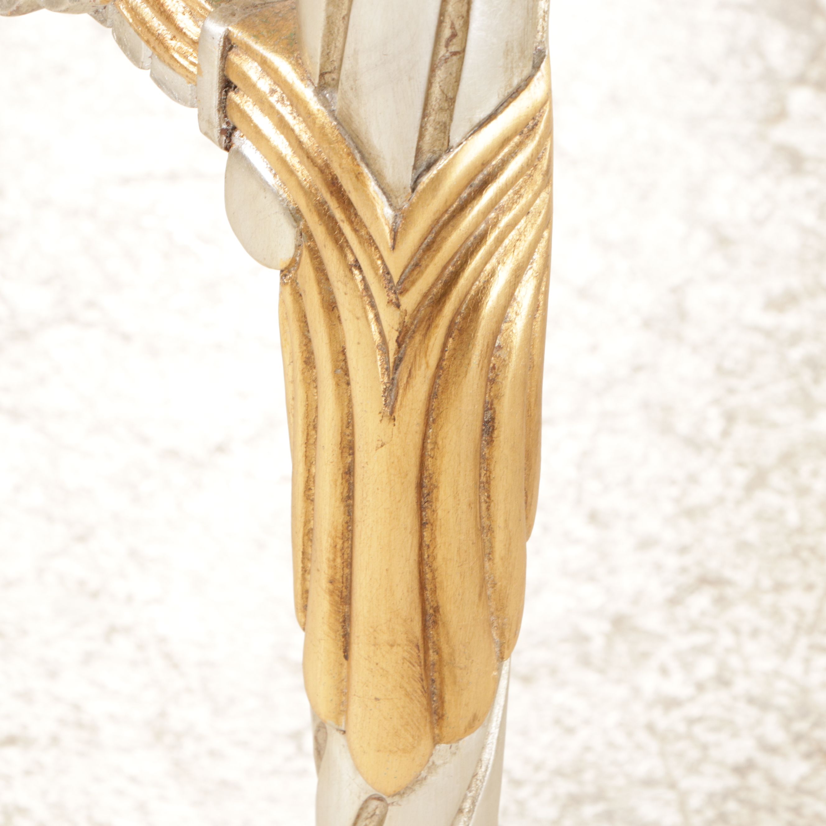 Gilded Wood and Faux Marble Console Table