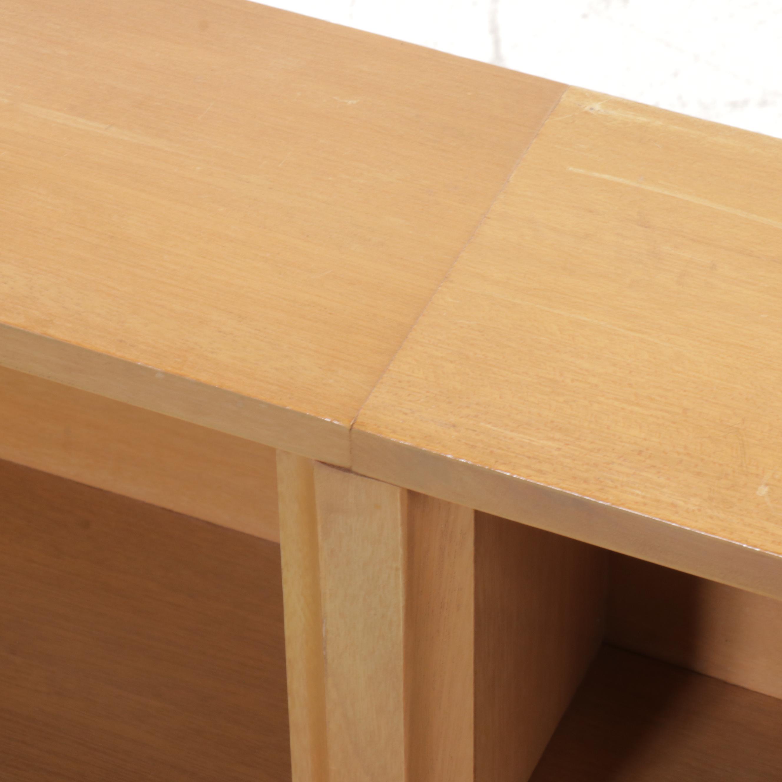 Mid Century Modern Maple Finish Storage Headboard