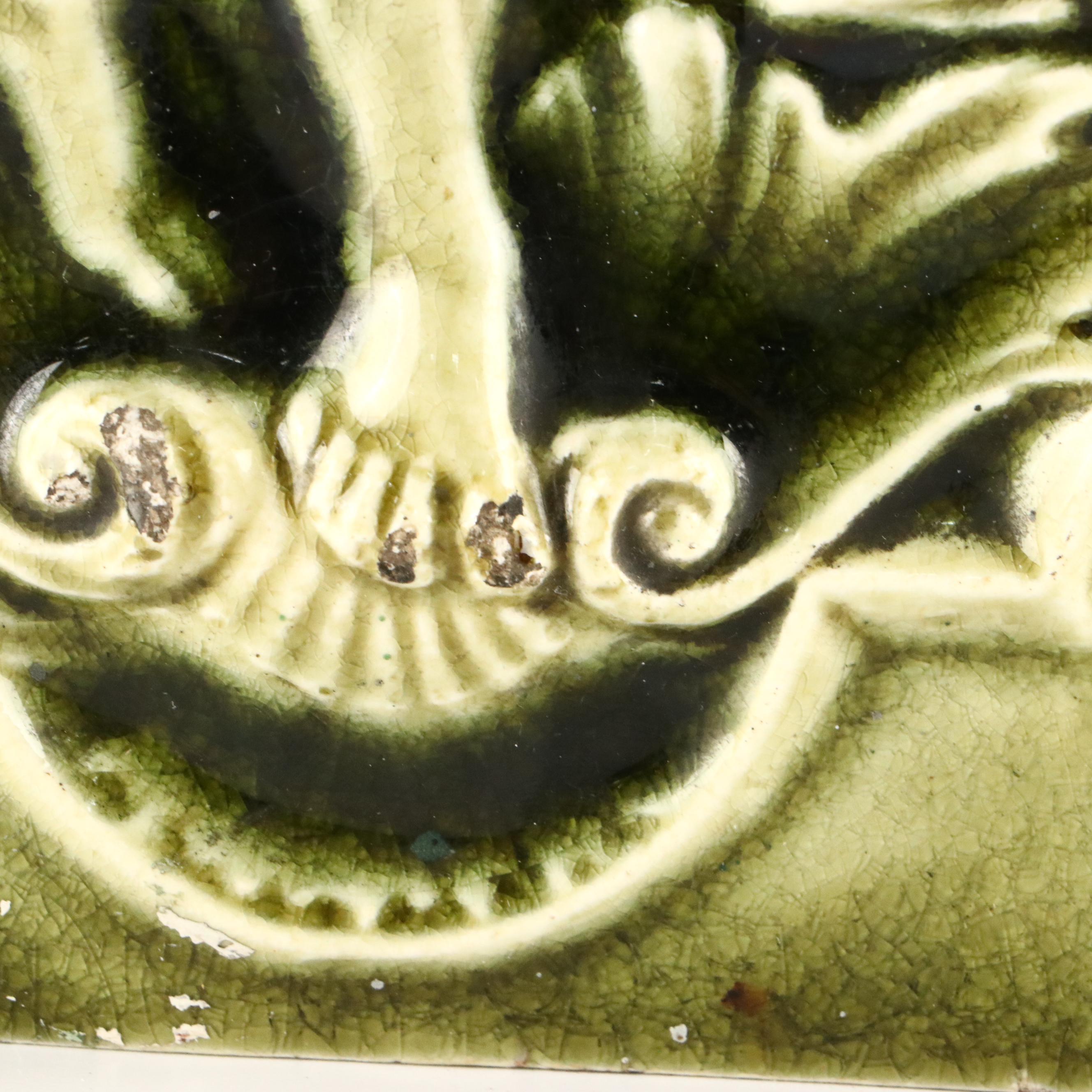 The Hamilton Tile Works Art Nouveau Style Poseidon Tile, Late 19th/Early 20th C.