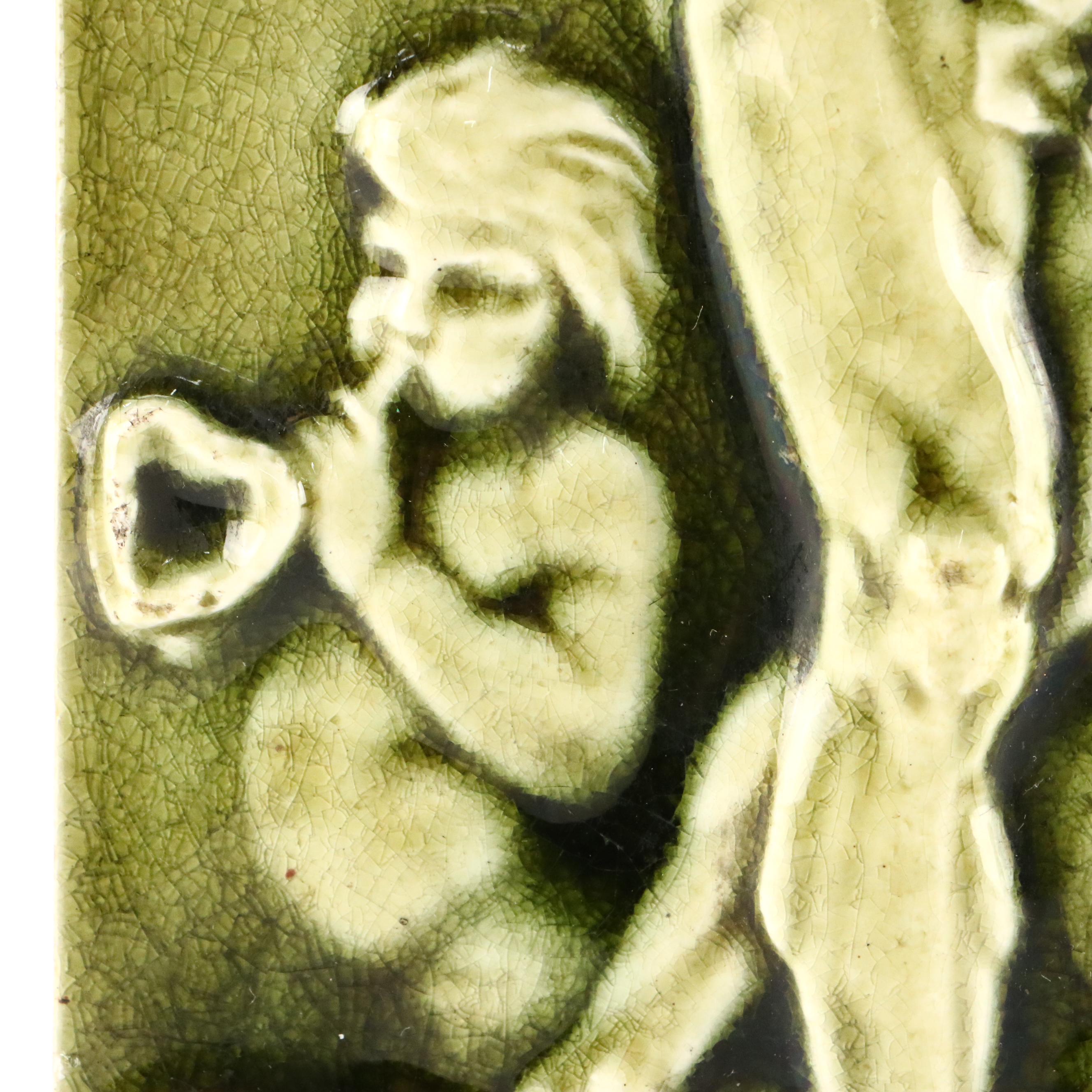 The Hamilton Tile Works Art Nouveau Style Poseidon Tile, Late 19th/Early 20th C.