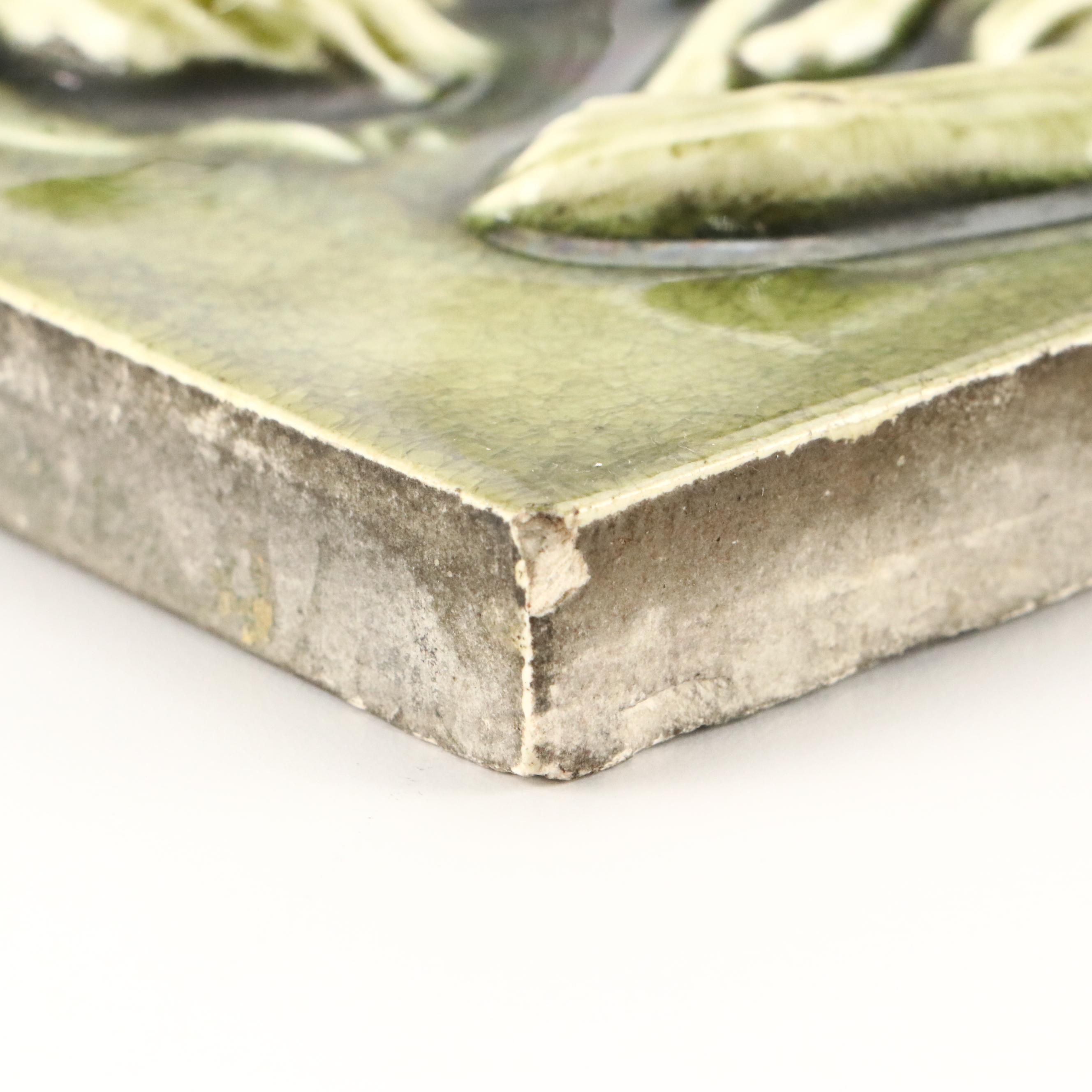 The Hamilton Tile Works Art Nouveau Style Poseidon Tile, Late 19th/Early 20th C.