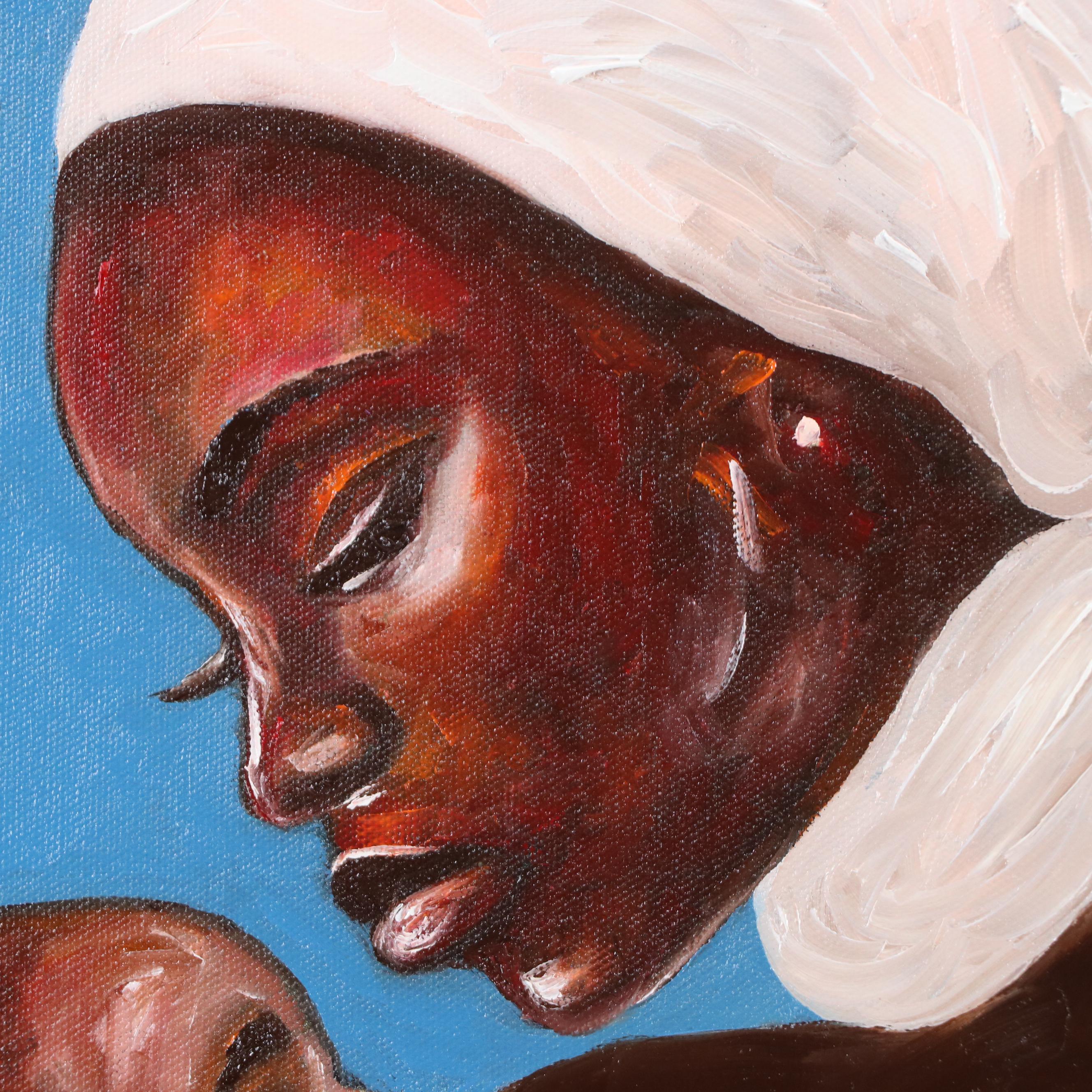 Oluwakemi Omowaire Oil Portrait "Mother And Child.," 21st Century