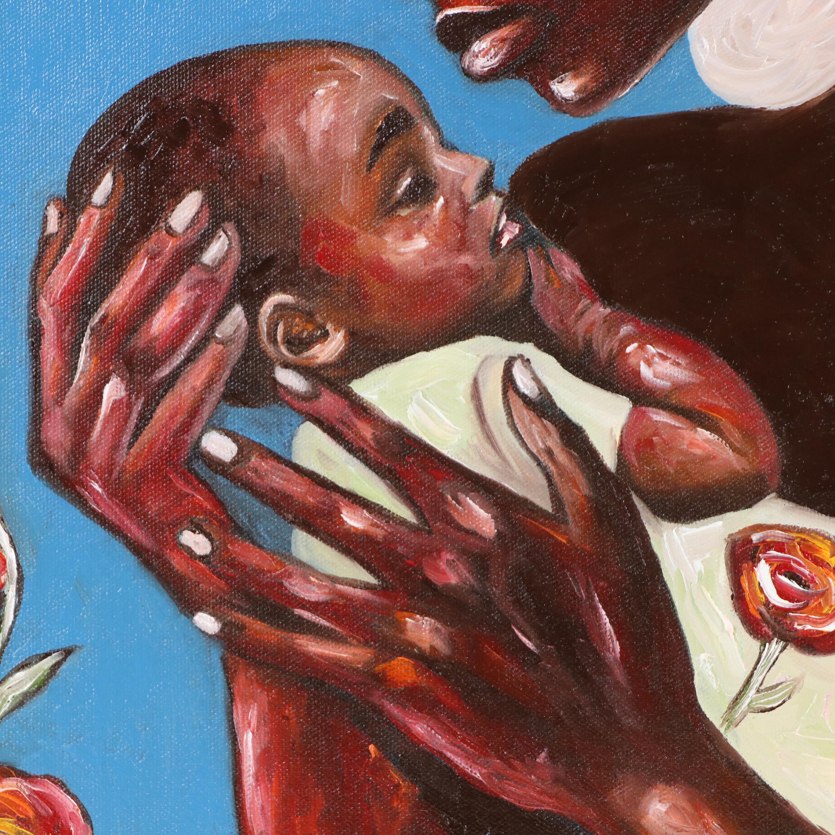 Oluwakemi Omowaire Oil Portrait "Mother And Child.," 21st Century