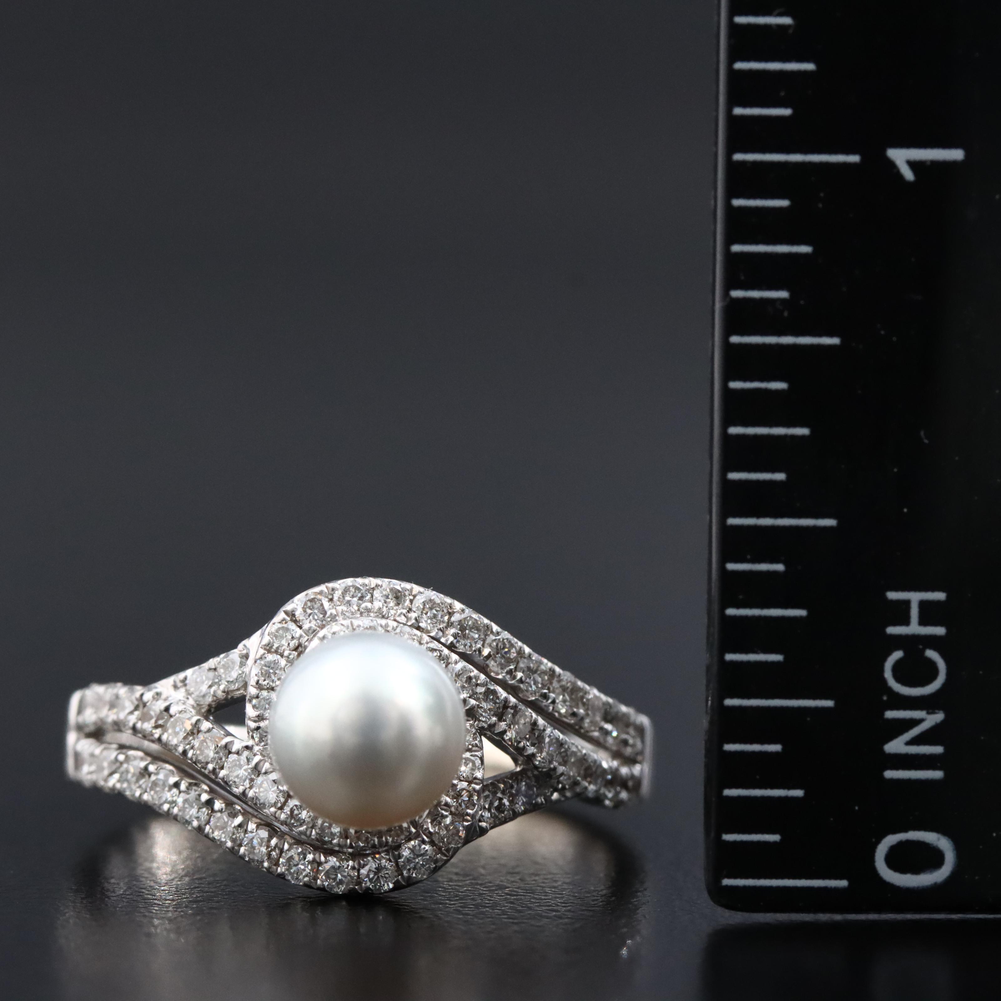 14K Pearl and Diamond Ring