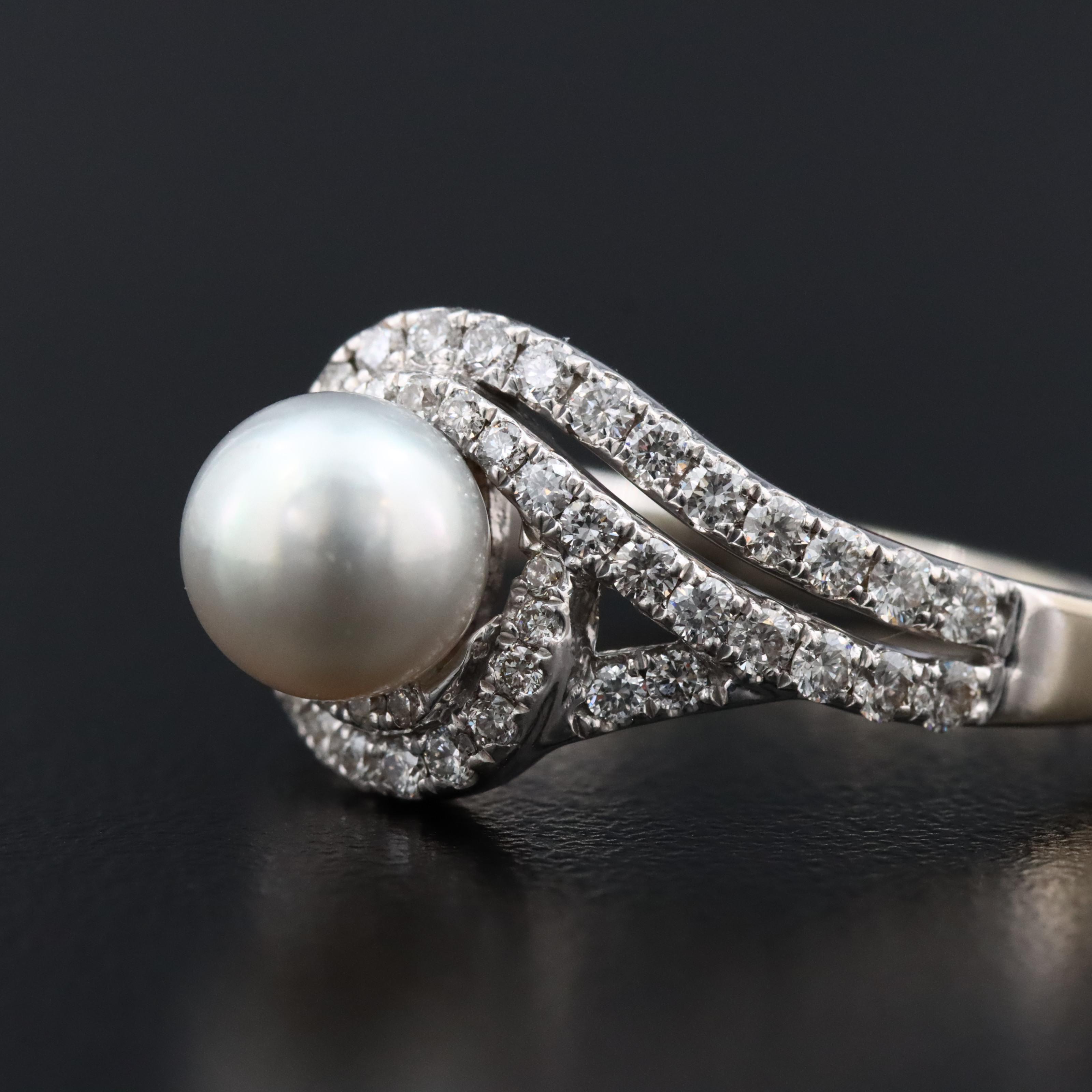 14K Pearl and Diamond Ring