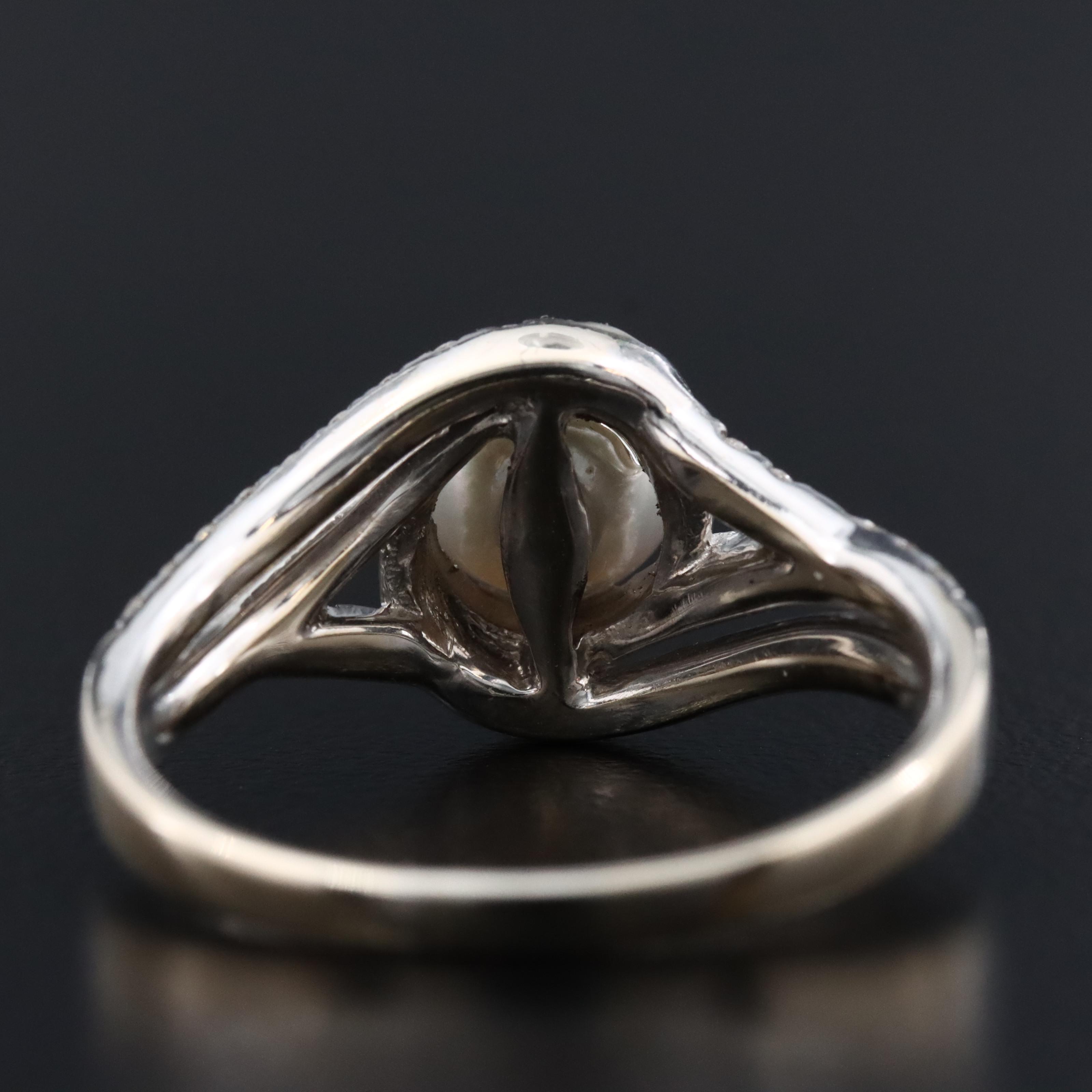14K Pearl and Diamond Ring