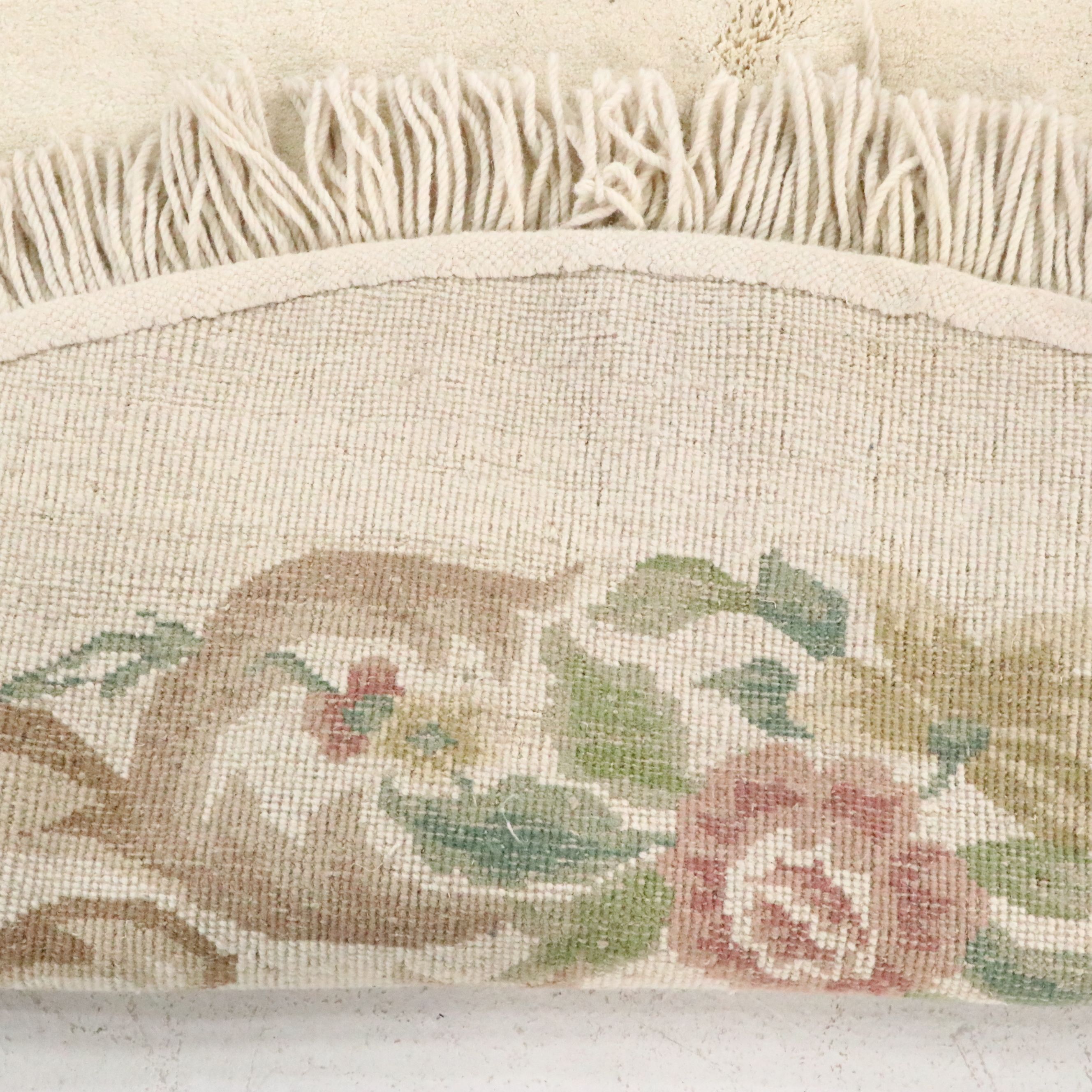 6'10 Round Hand-Knotted Indian Floral Area Rug