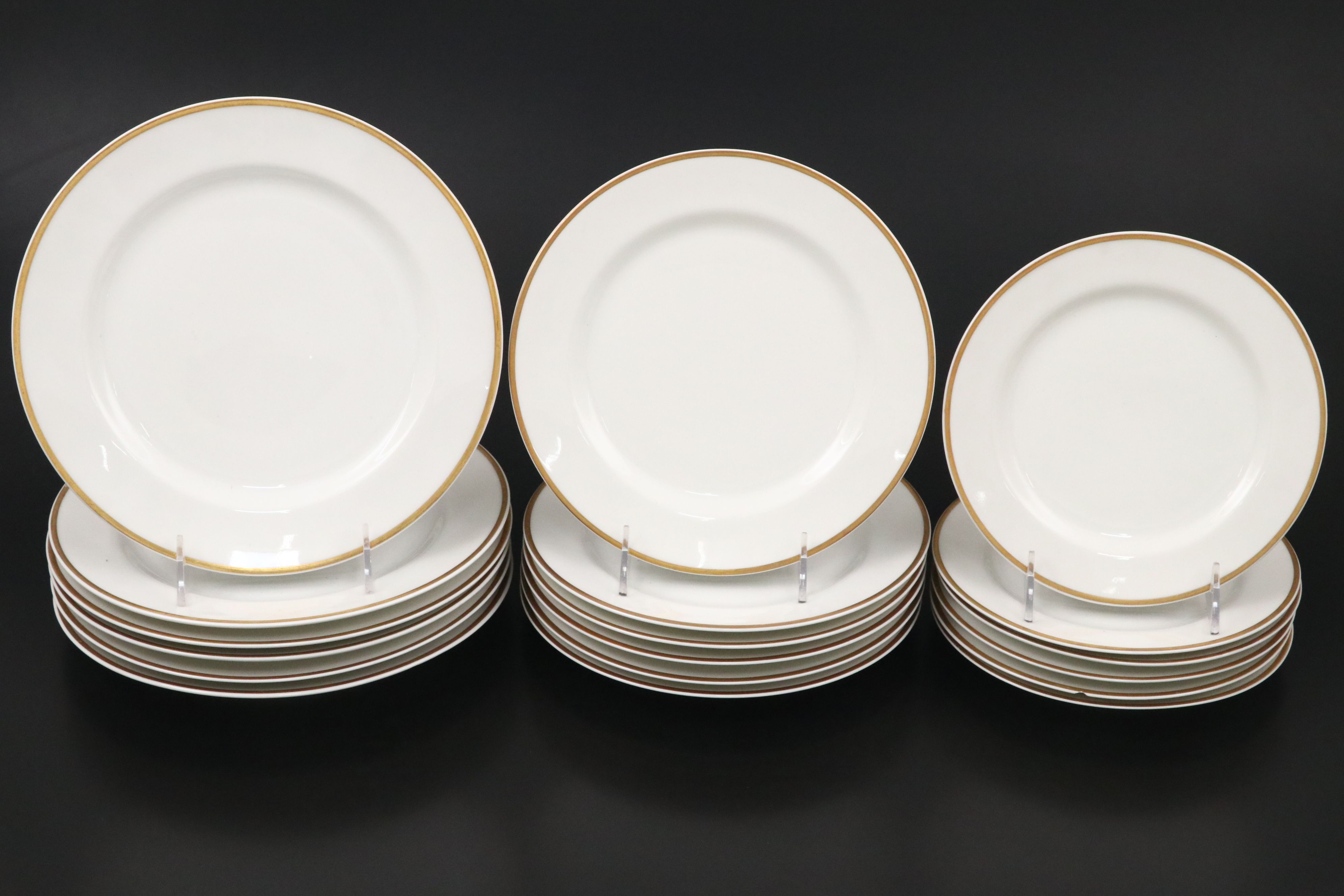 Bernardaud "Vienne" Cups and Saucers and Other Gilt Porcelain Dinnerware