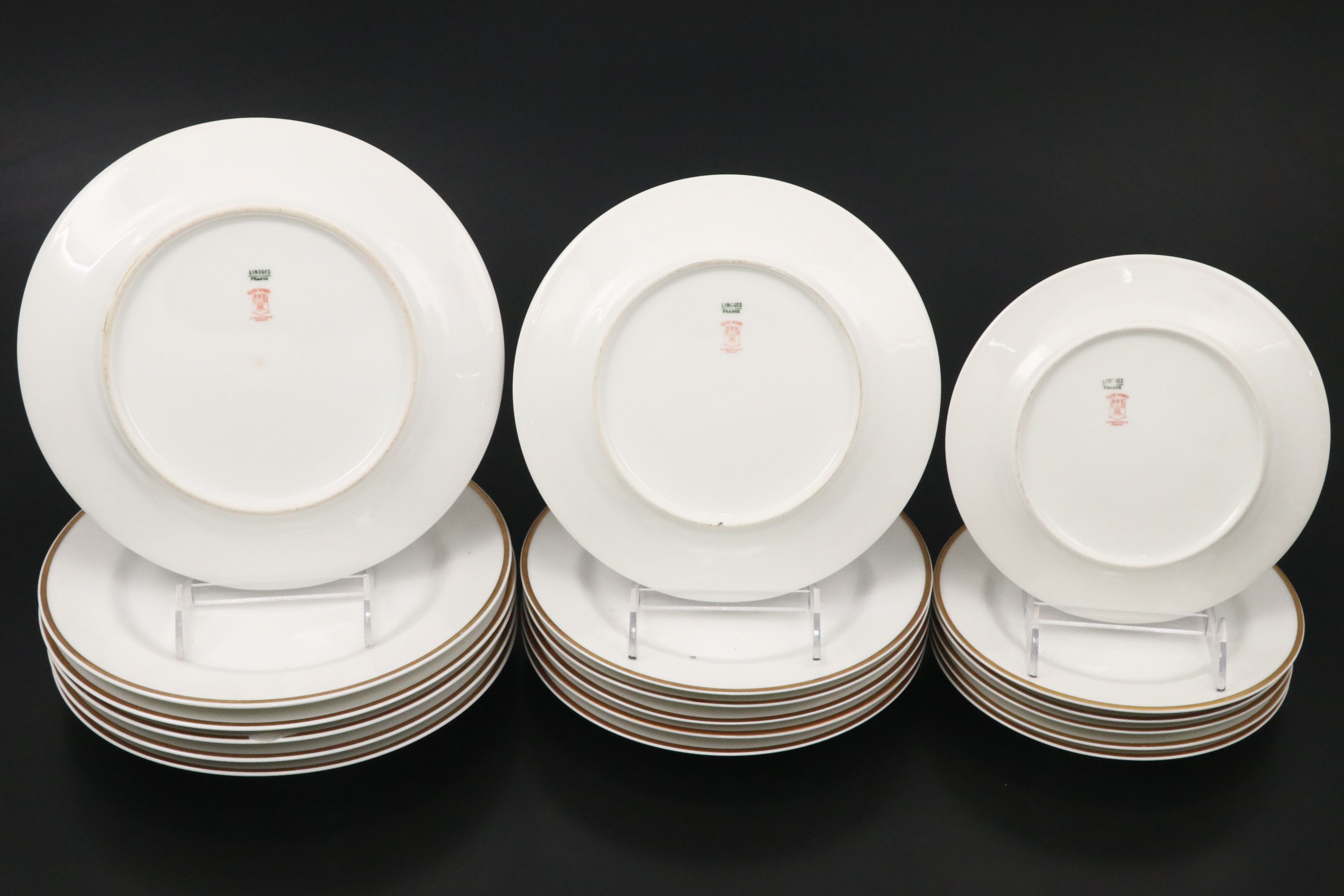 Bernardaud "Vienne" Cups and Saucers and Other Gilt Porcelain Dinnerware