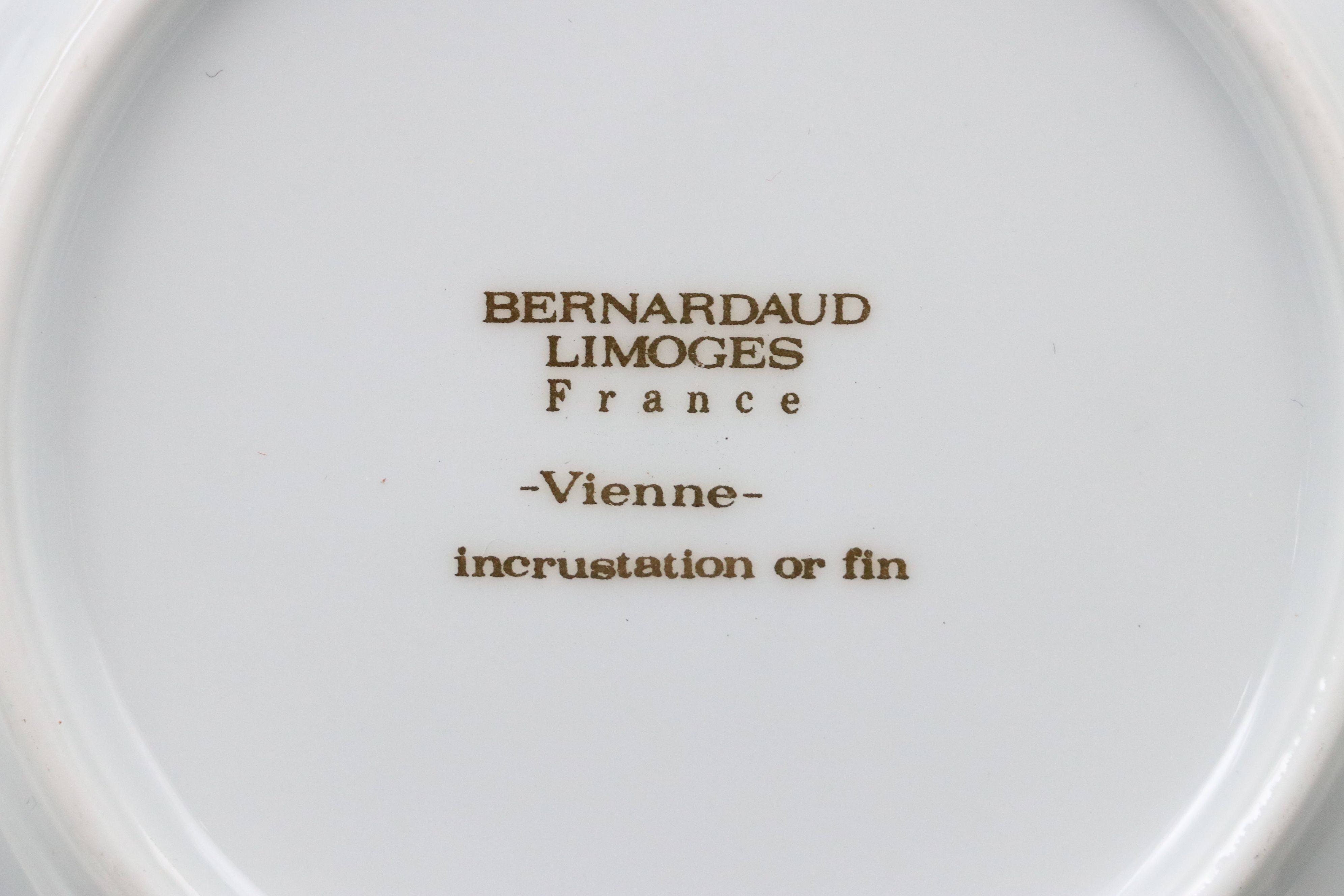 Bernardaud "Vienne" Cups and Saucers and Other Gilt Porcelain Dinnerware