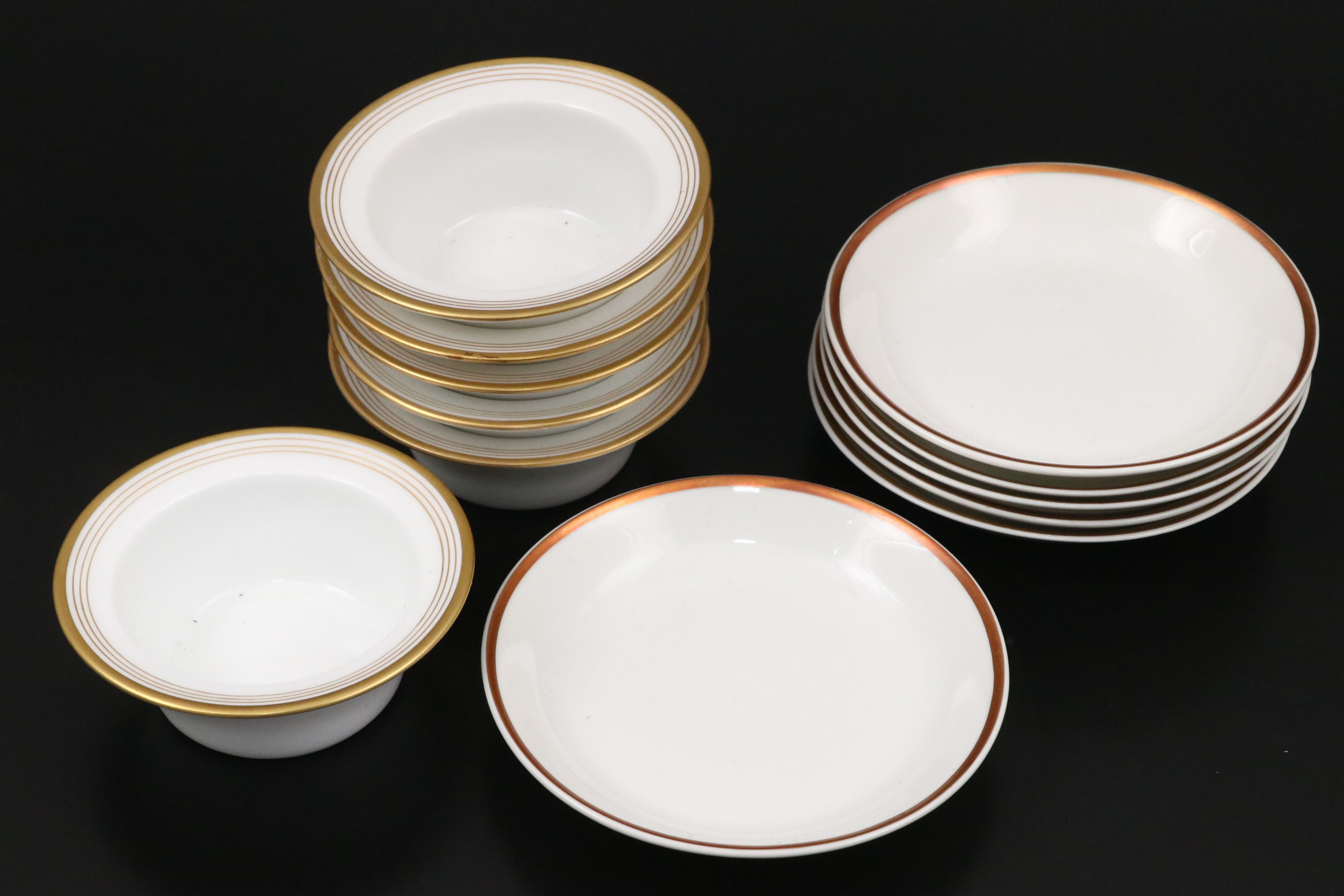 Bernardaud "Vienne" Cups and Saucers and Other Gilt Porcelain Dinnerware