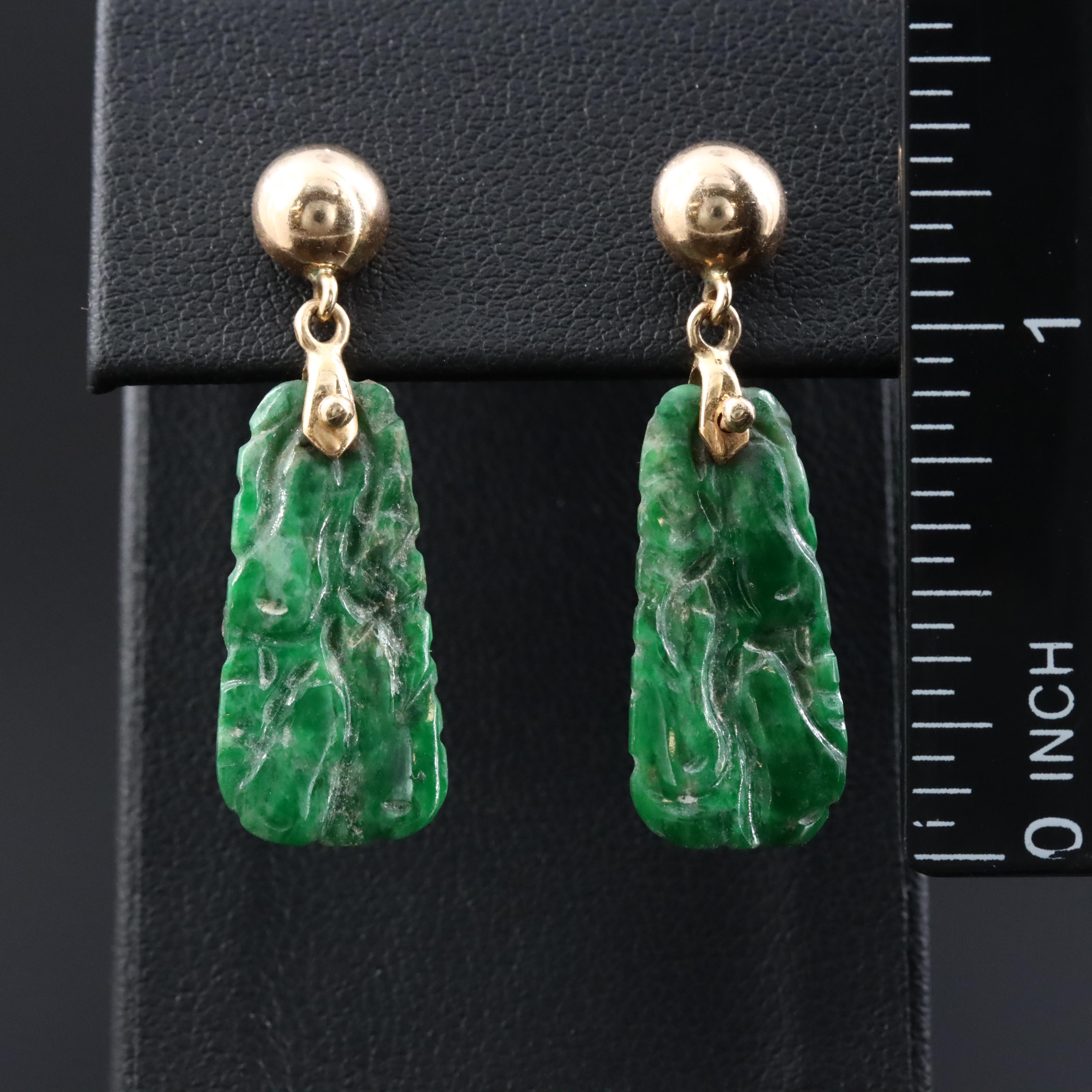 14K Jadeite Pendant Earrings