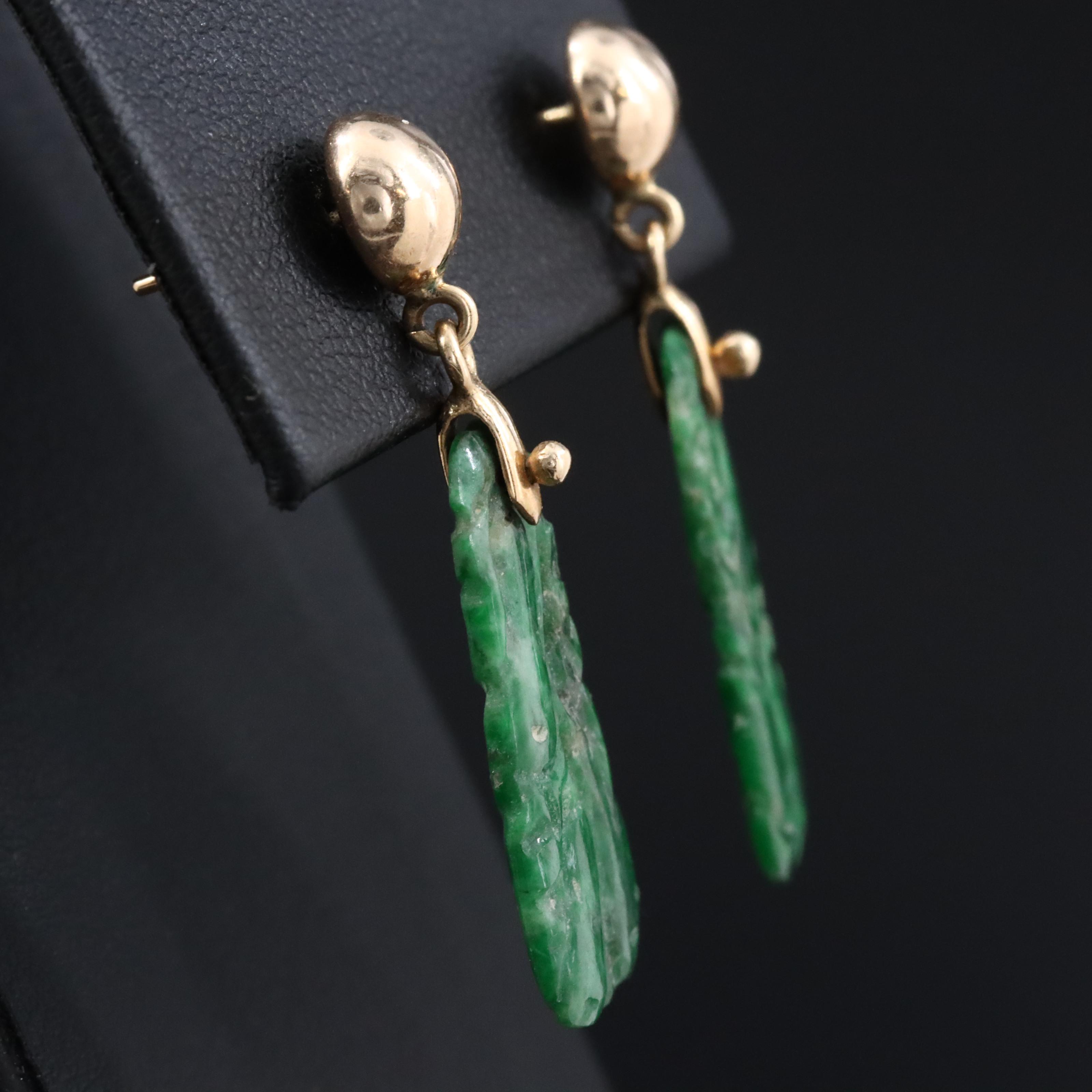 14K Jadeite Pendant Earrings
