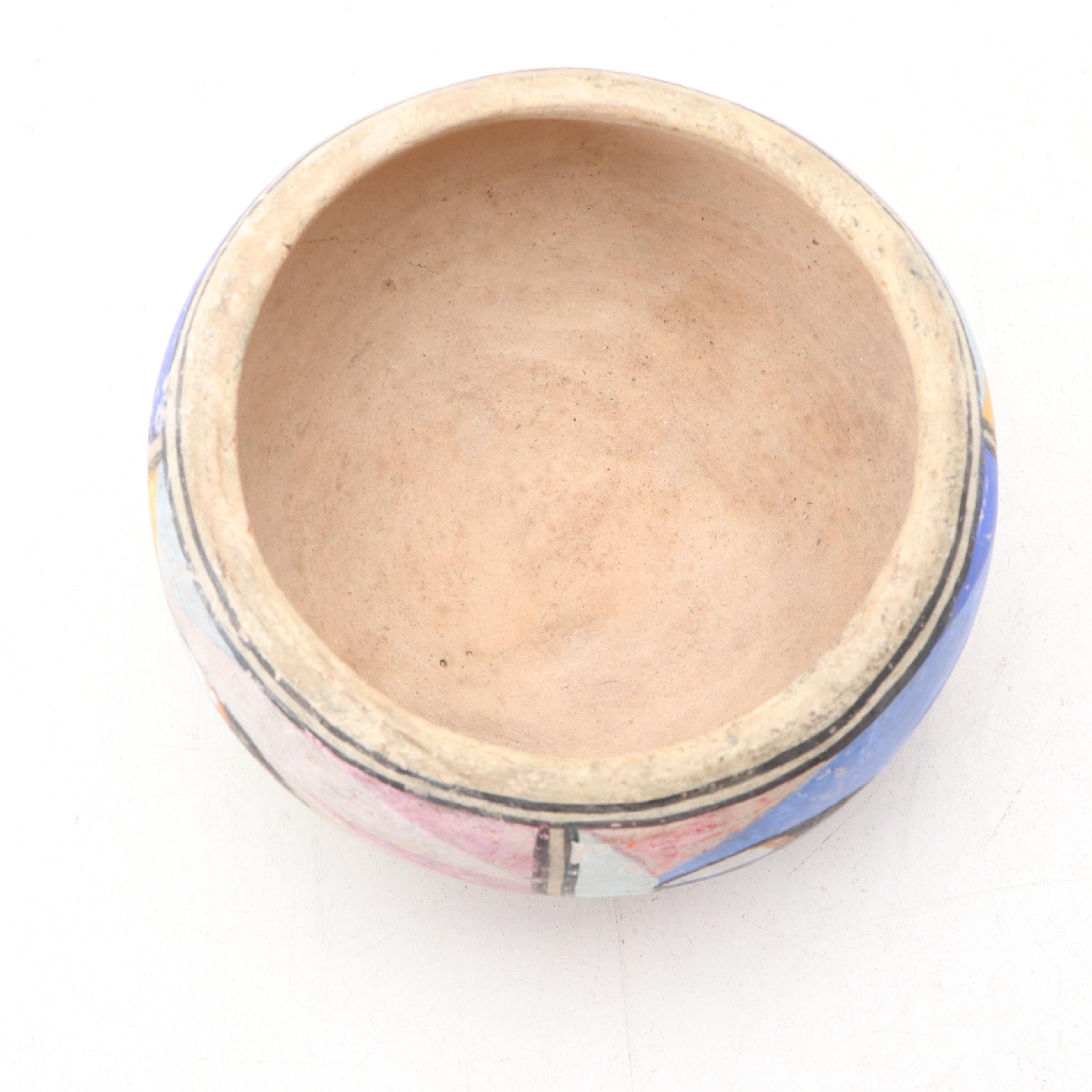 Artist Signed Acoma Pueblo Seed Pot with Art Pottery Ceramic Bowl