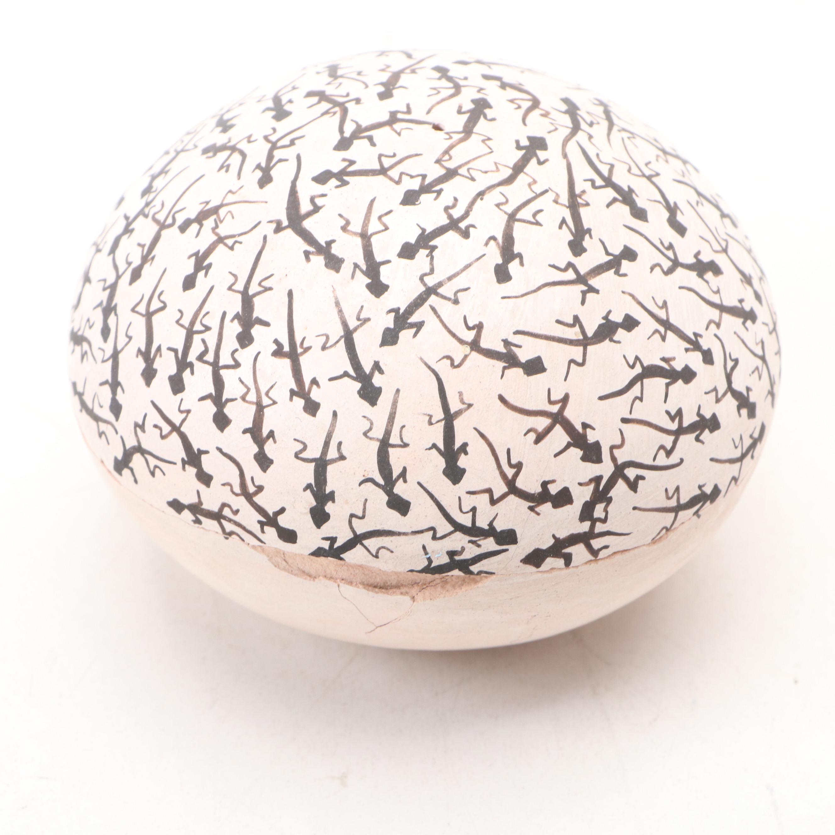 Artist Signed Acoma Pueblo Seed Pot with Art Pottery Ceramic Bowl