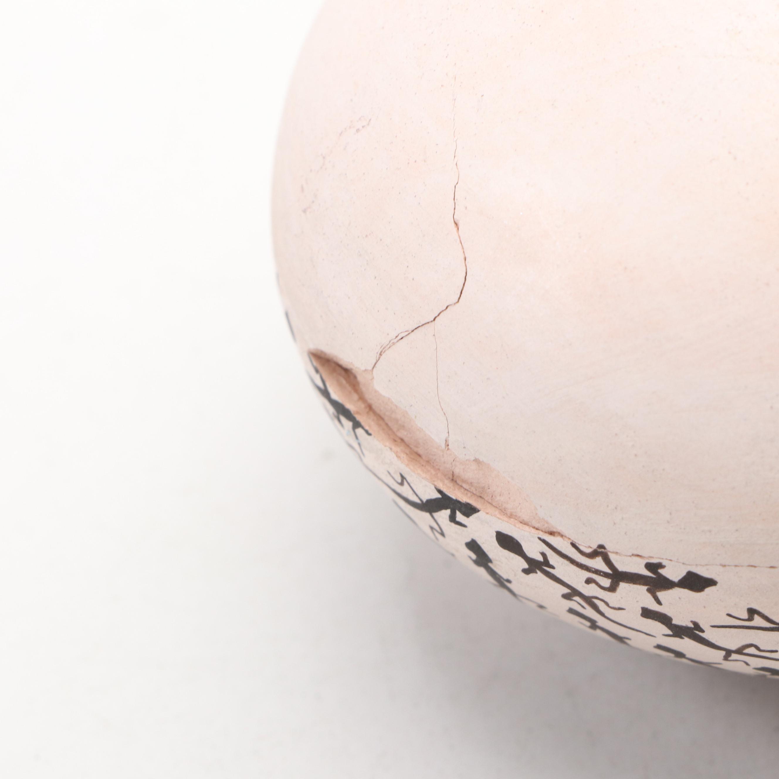 Artist Signed Acoma Pueblo Seed Pot with Art Pottery Ceramic Bowl