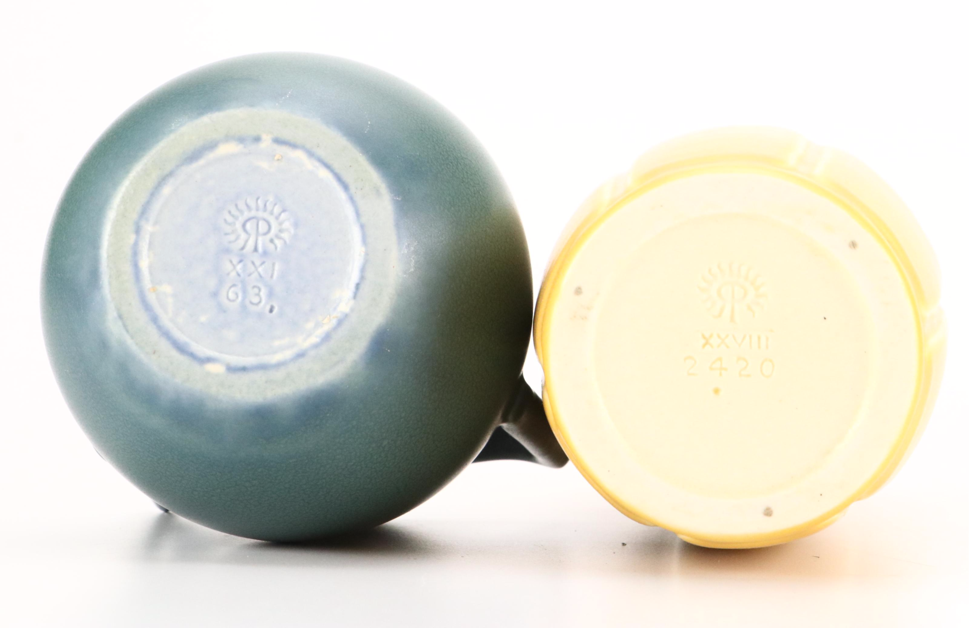 Rookwood Pottery Three-Handled and Yellow Glazed Vases, Early 20th Century