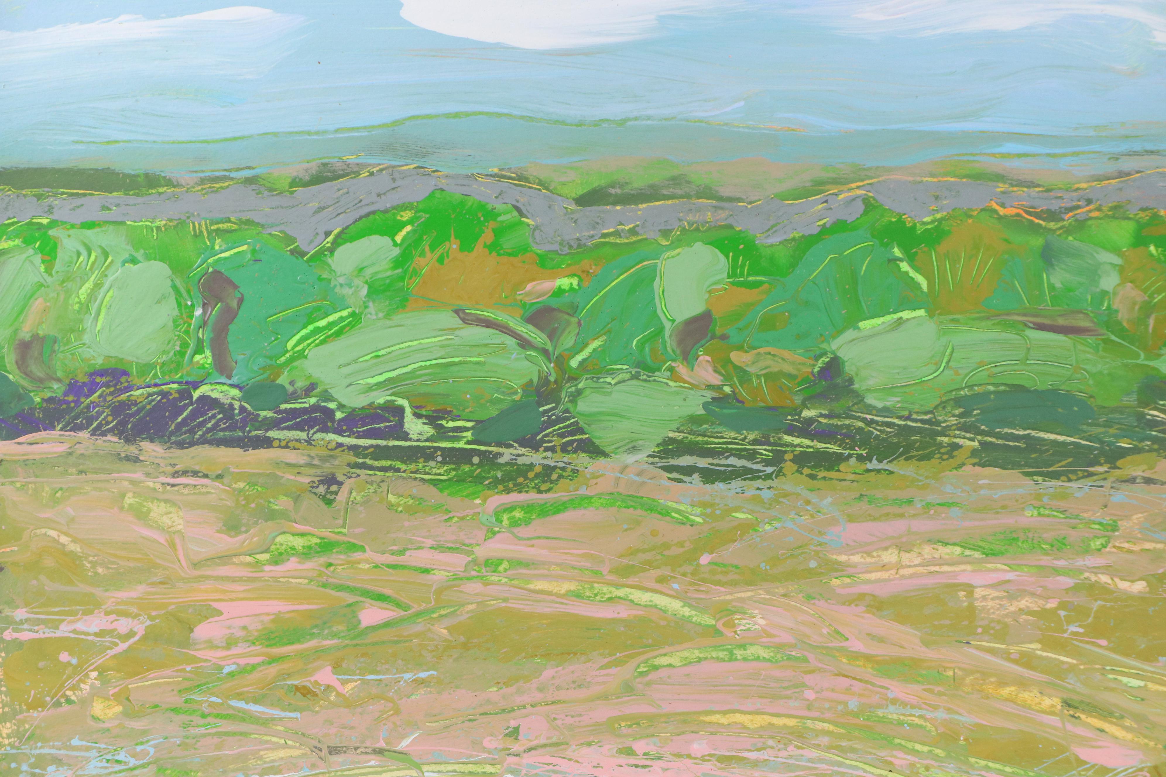 Harry Hilson Acrylic Painting of Abstracted Landscape, Late 20th Century