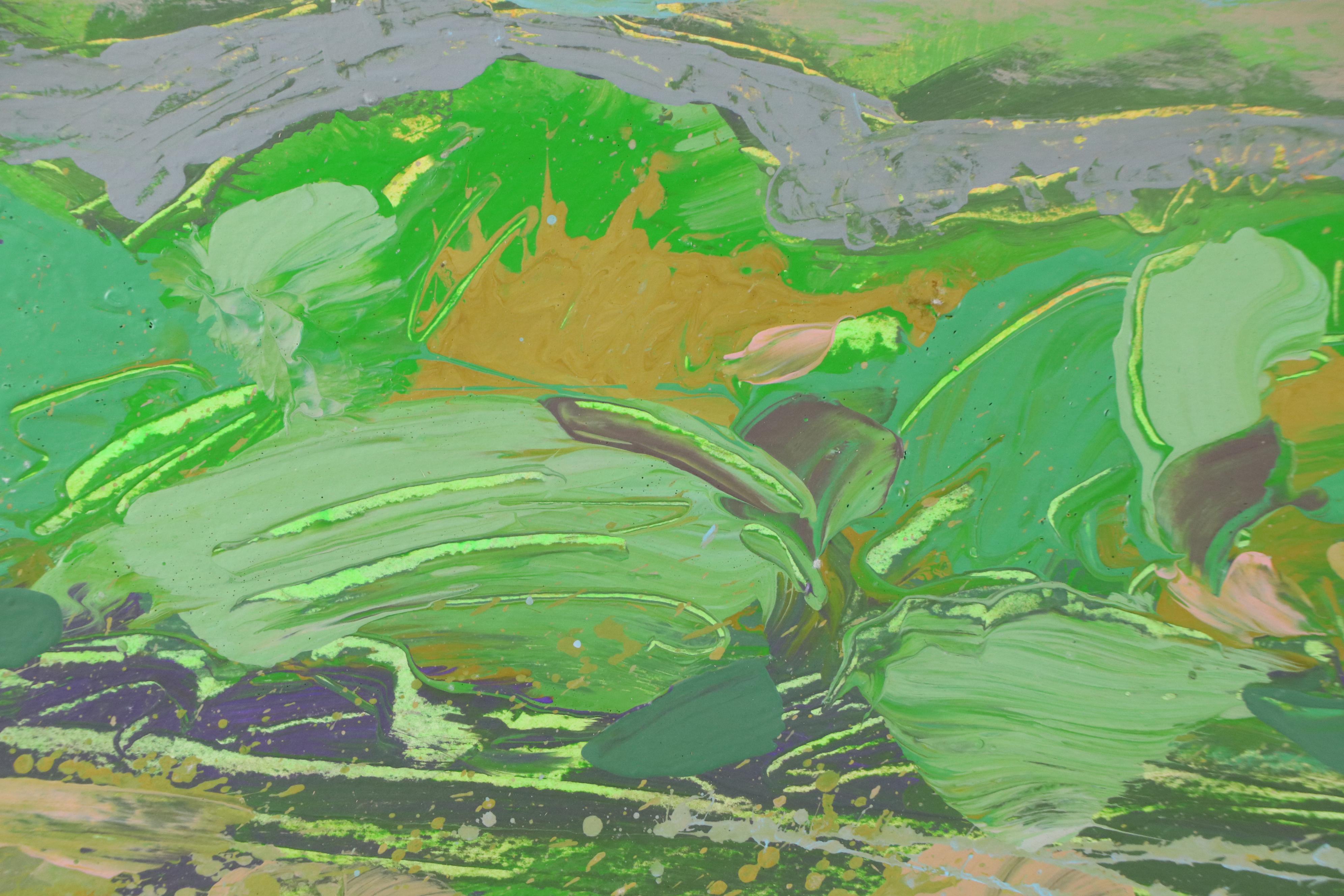 Harry Hilson Acrylic Painting of Abstracted Landscape, Late 20th Century