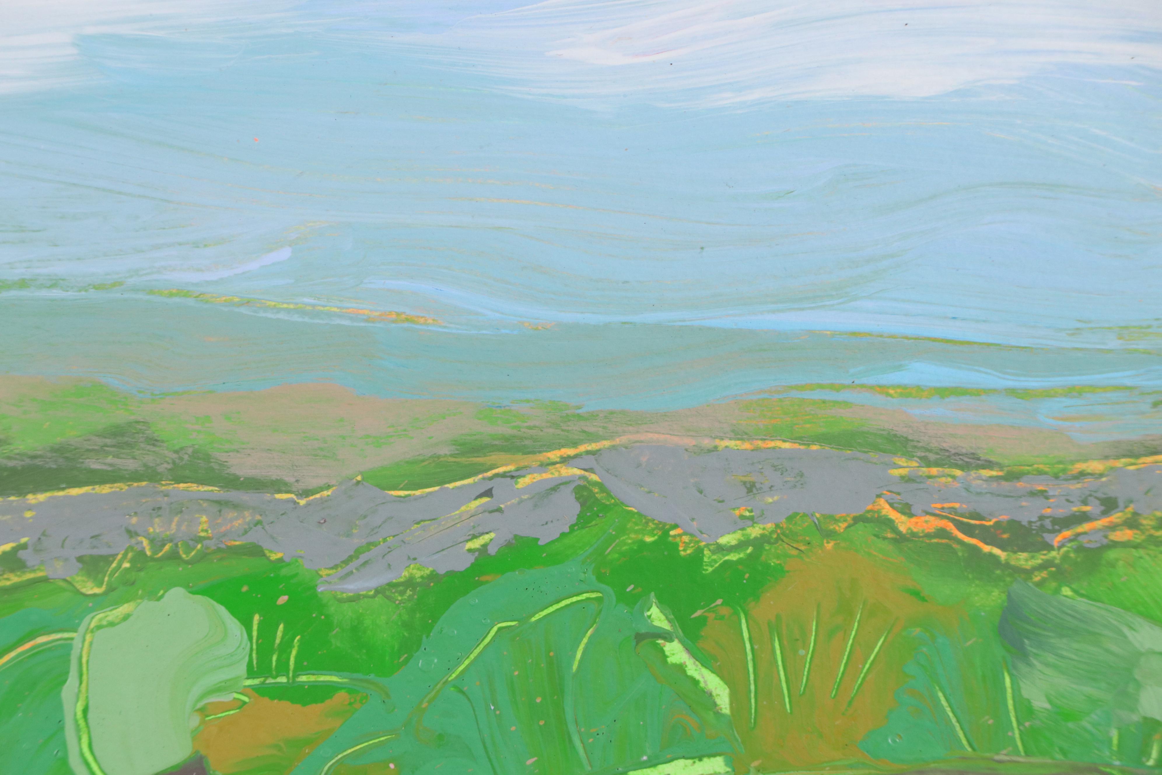 Harry Hilson Acrylic Painting of Abstracted Landscape, Late 20th Century