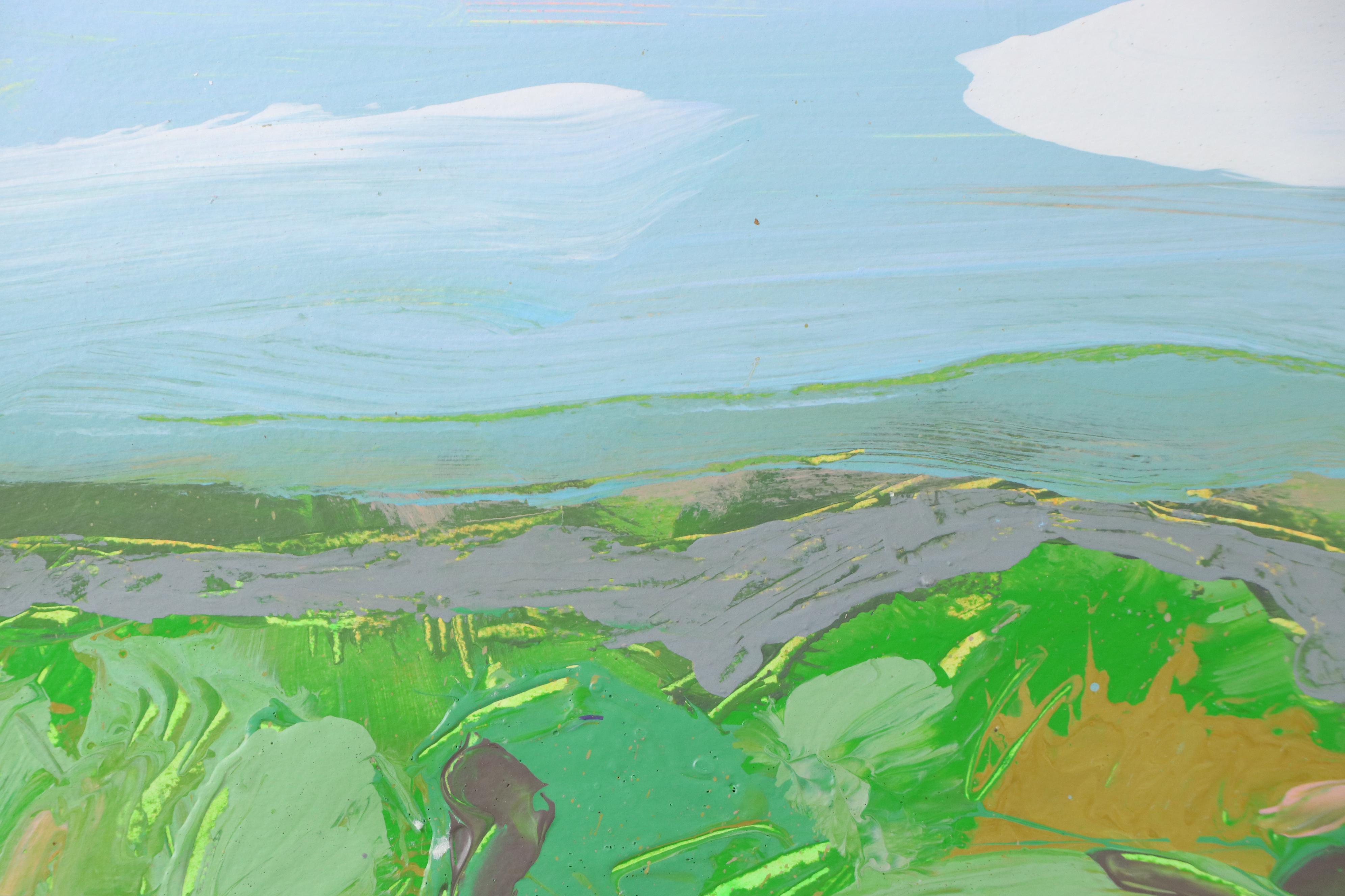 Harry Hilson Acrylic Painting of Abstracted Landscape, Late 20th Century