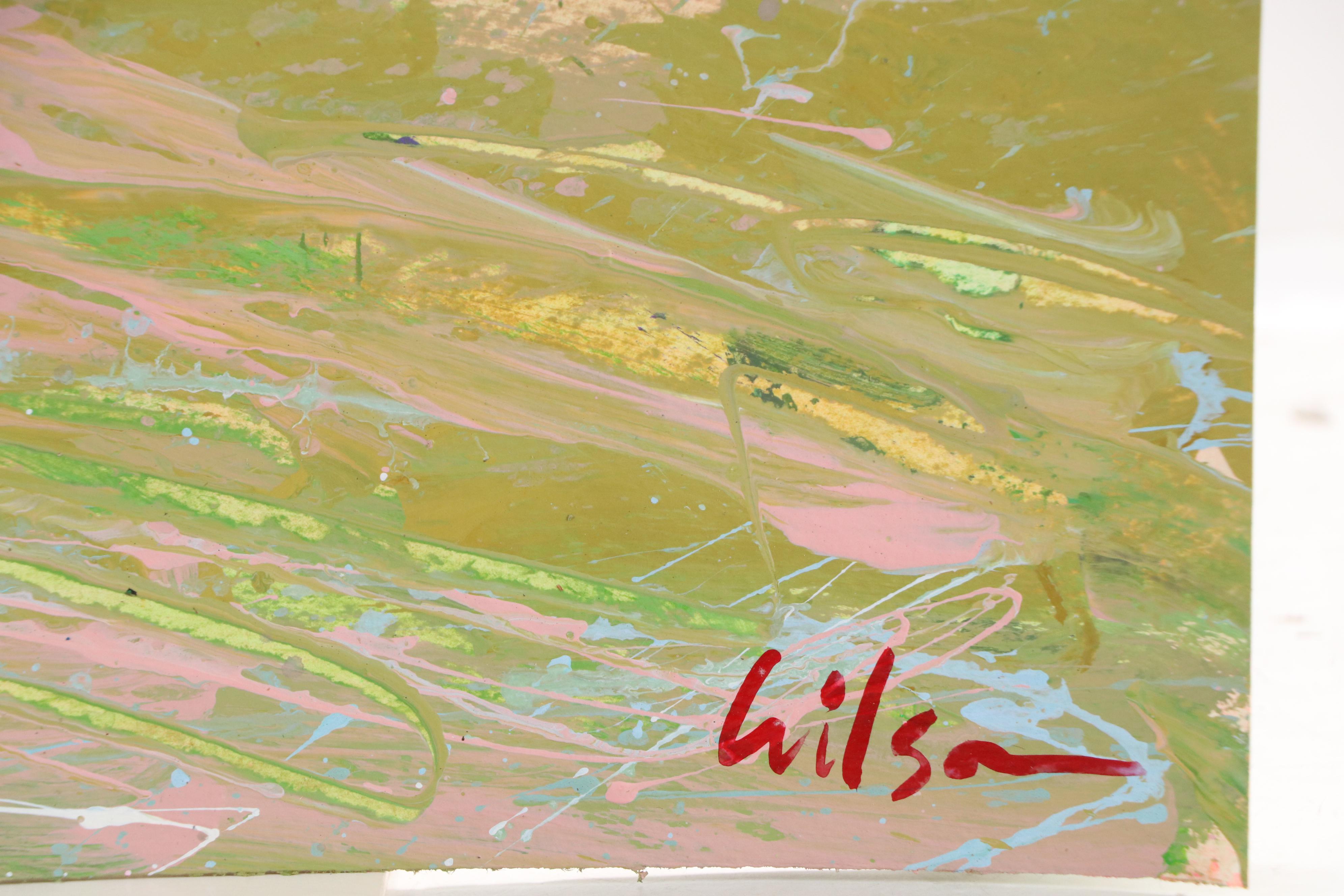 Harry Hilson Acrylic Painting of Abstracted Landscape, Late 20th Century