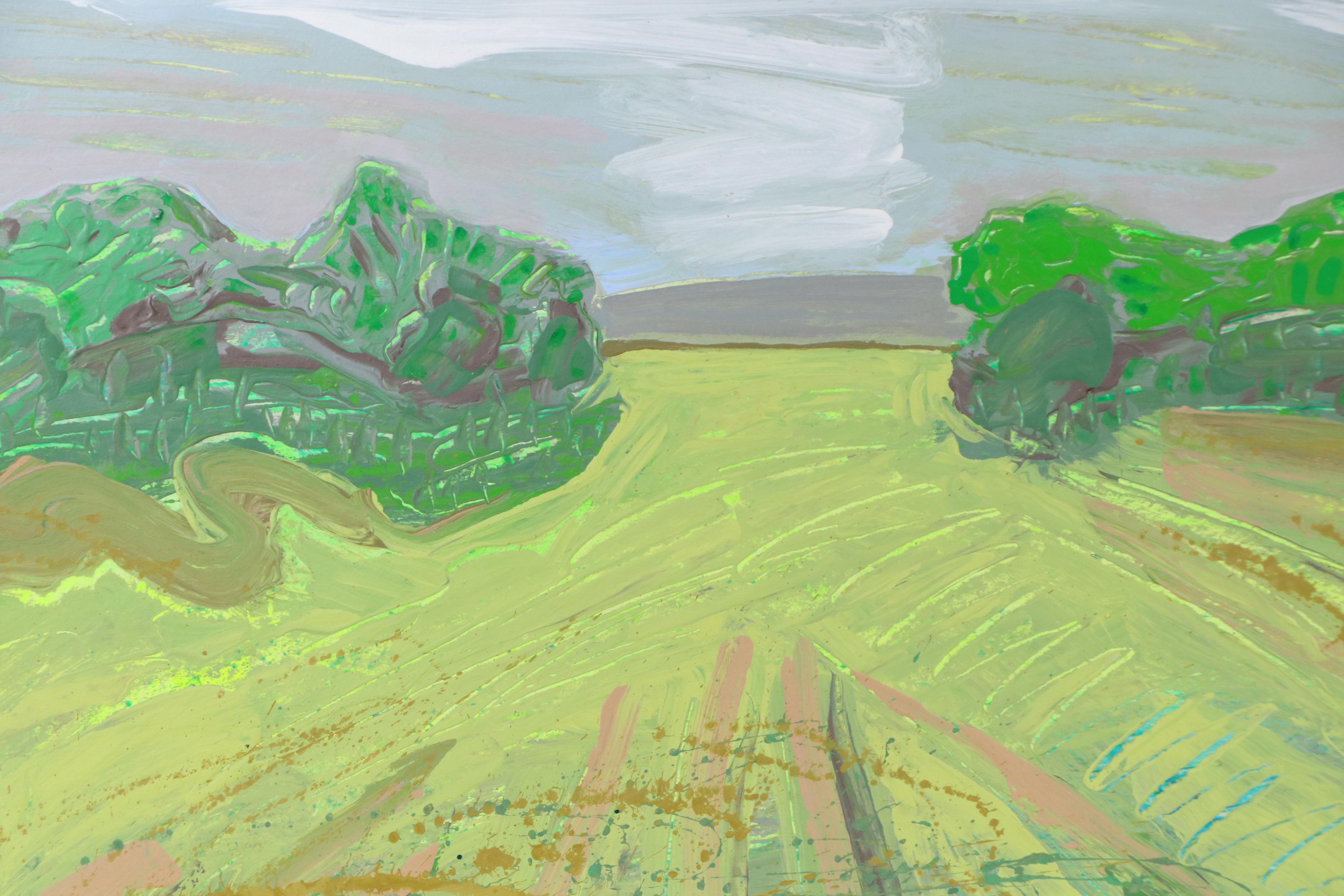 Harry Hilson Acrylic Painting of Abstracted Landscape, Late 20th Century