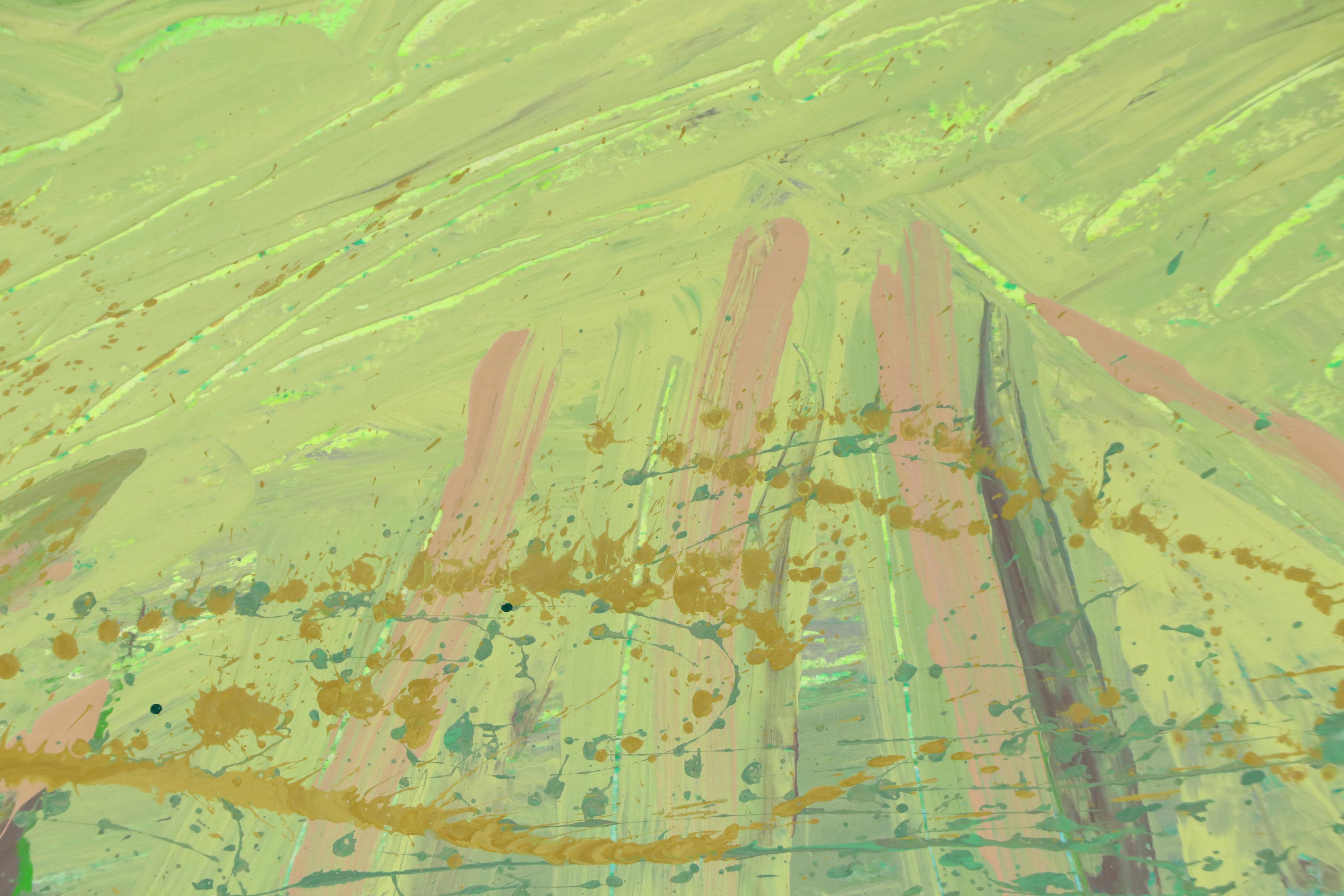 Harry Hilson Acrylic Painting of Abstracted Landscape, Late 20th Century