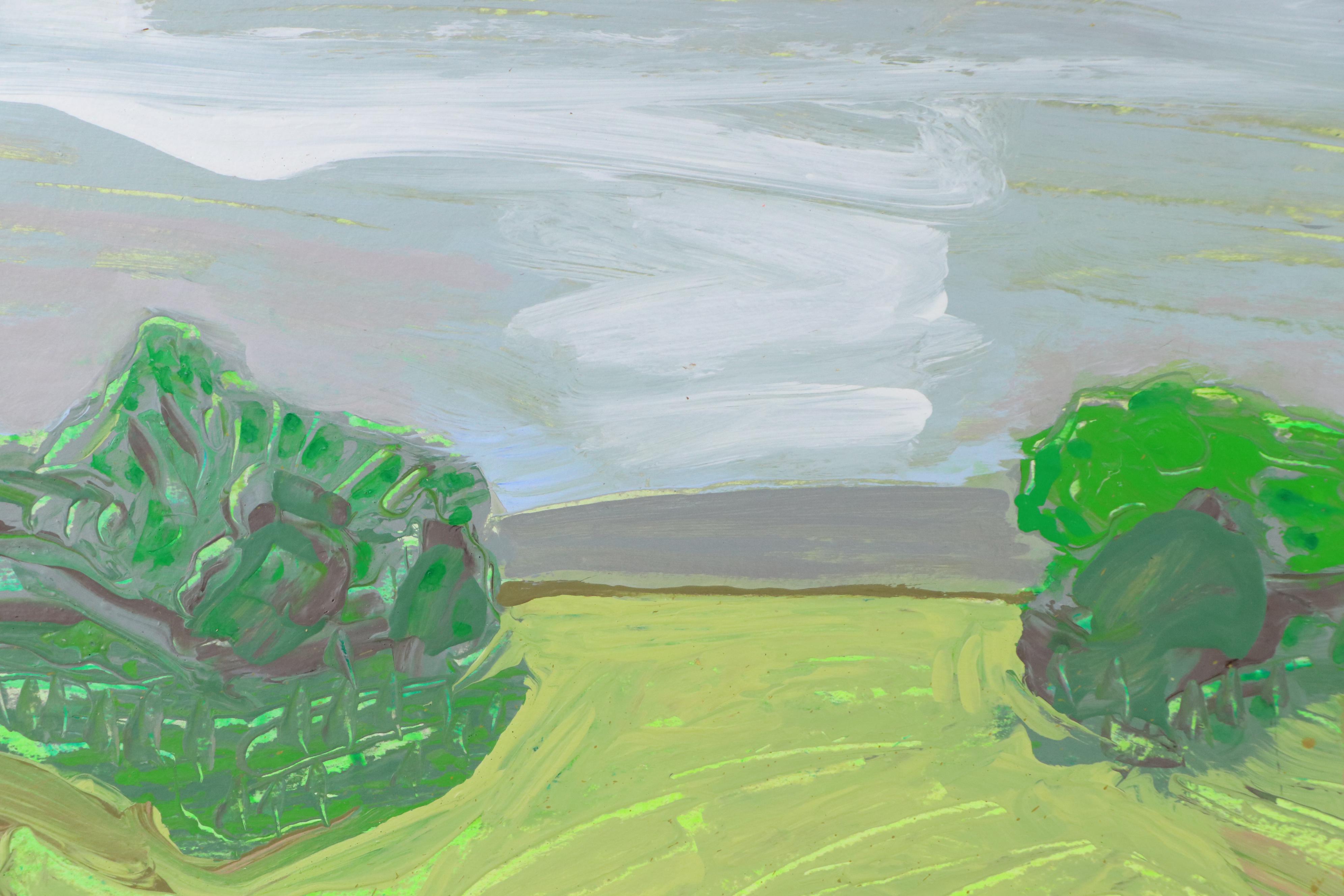 Harry Hilson Acrylic Painting of Abstracted Landscape, Late 20th Century