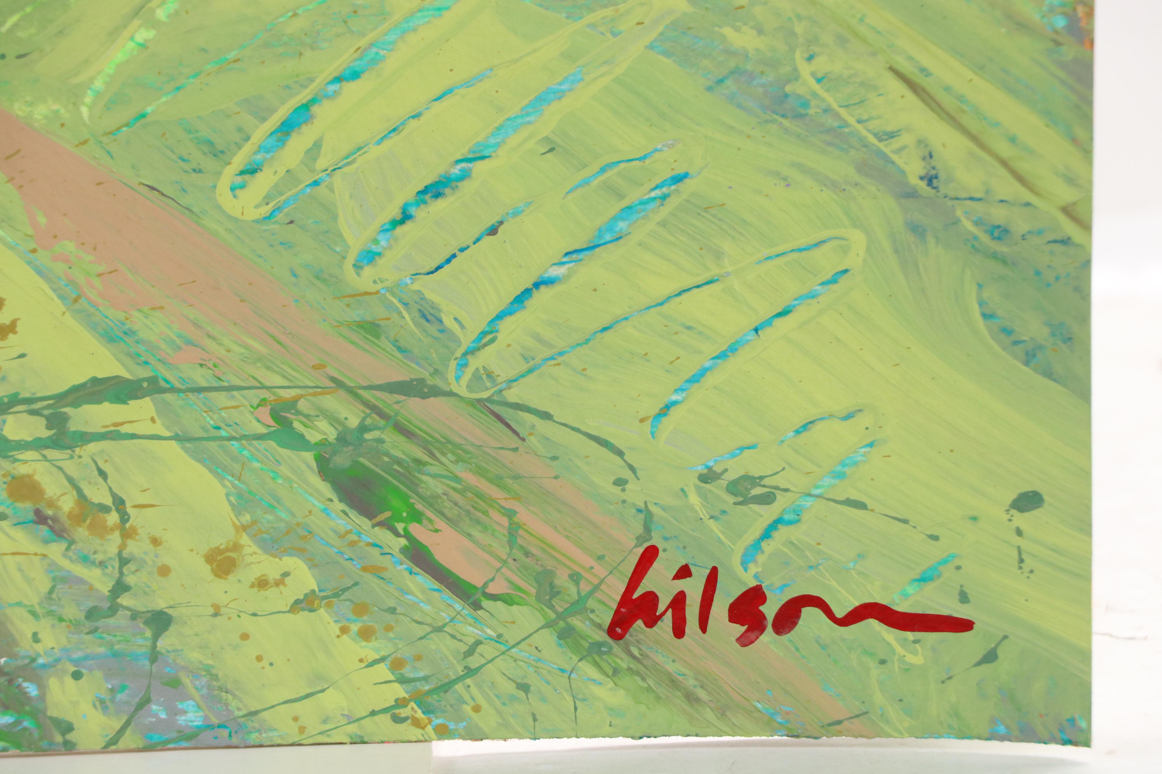 Harry Hilson Acrylic Painting of Abstracted Landscape, Late 20th Century