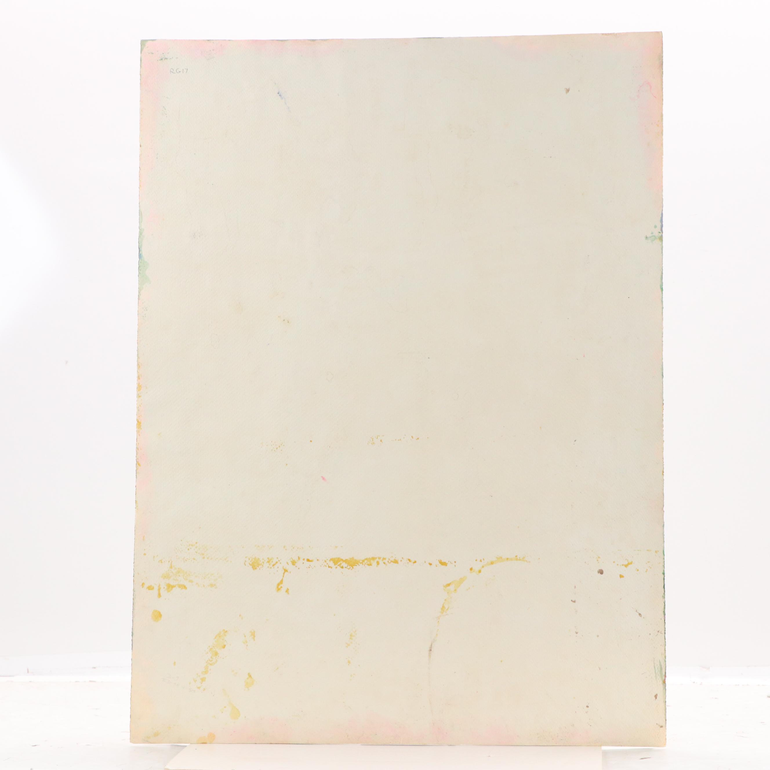 Harry Hilson Acrylic Painting "Pink Flowers in Green Field," Late 20th Century