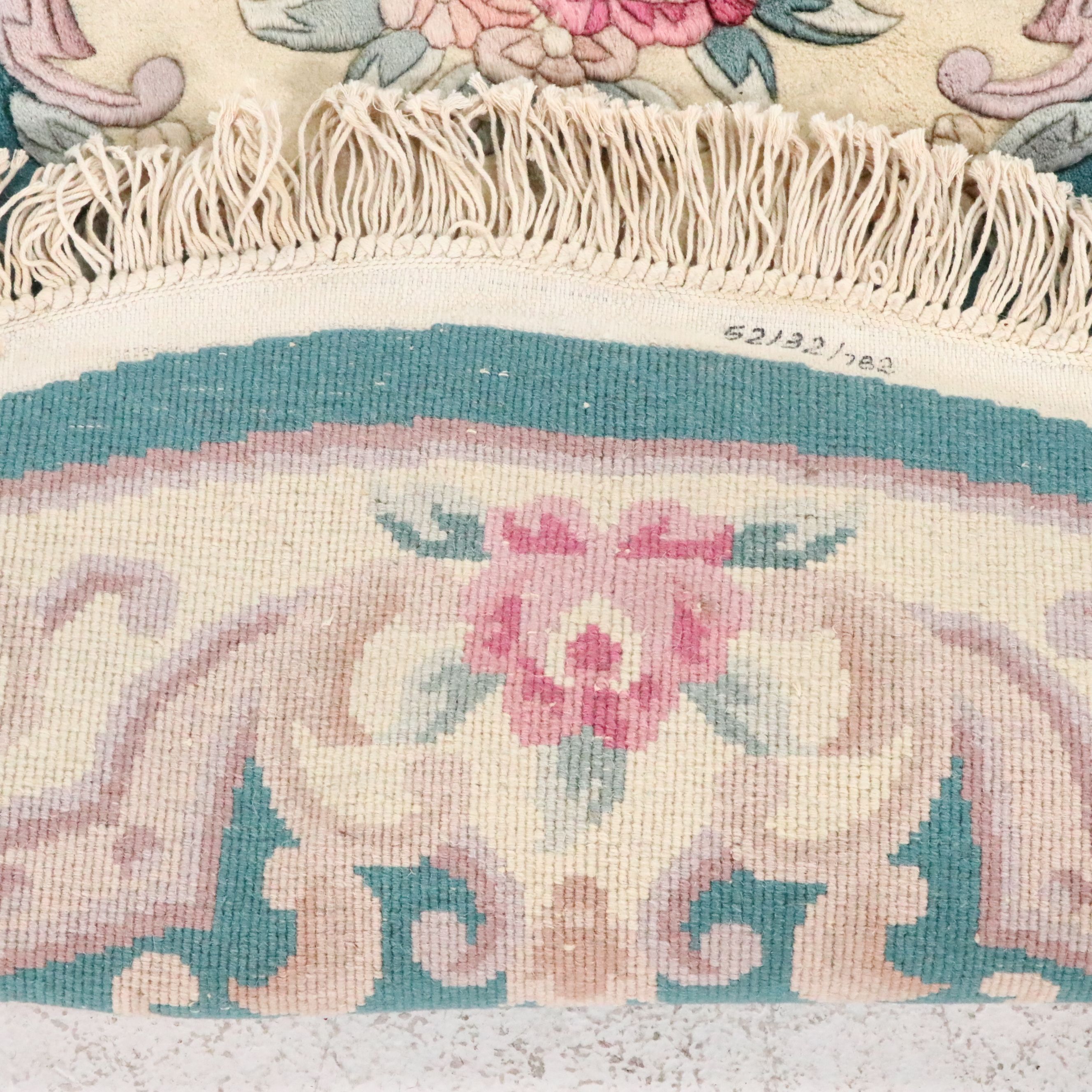 6'1 Round Hand-Knotted Sino-French Aubusson Area Rug