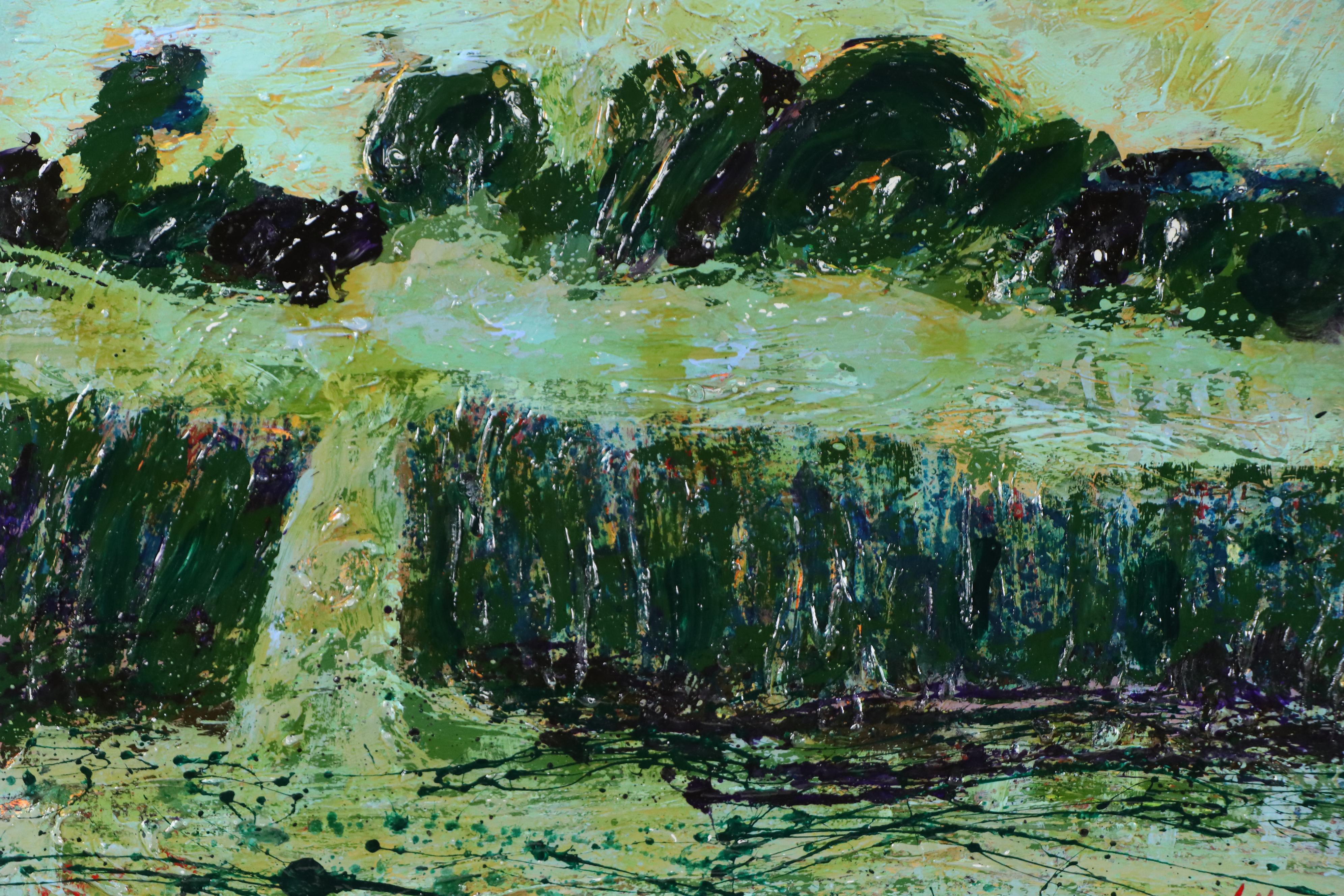 Harry Hilson Acrylic Painting of Abstracted Landscape, Late 20th Century