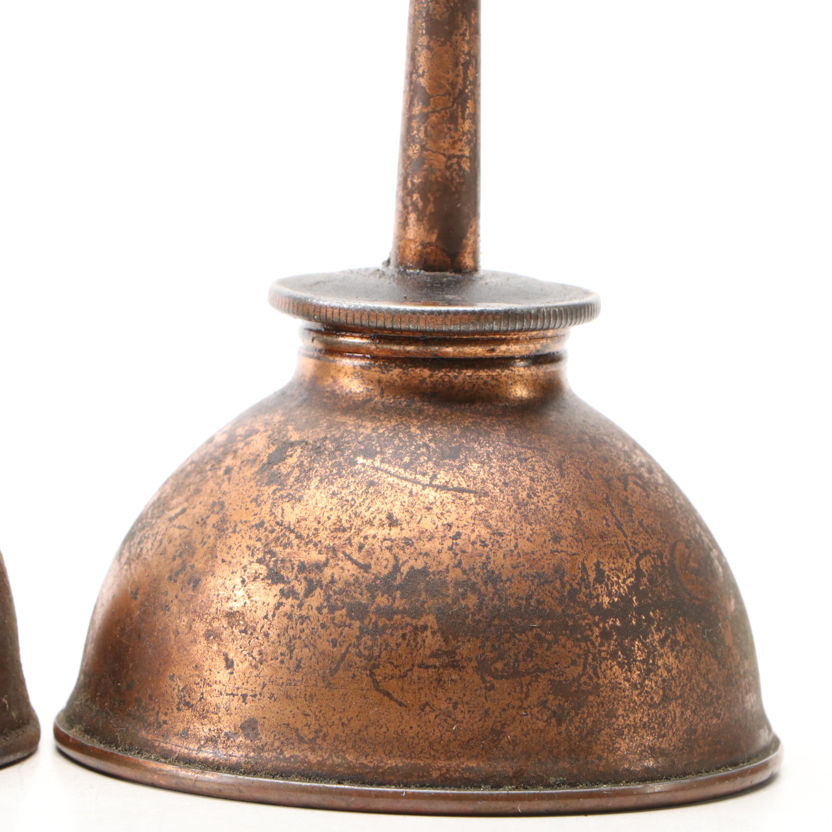 Eagle Copper Oil Can with Other Oil Cans, Vintage