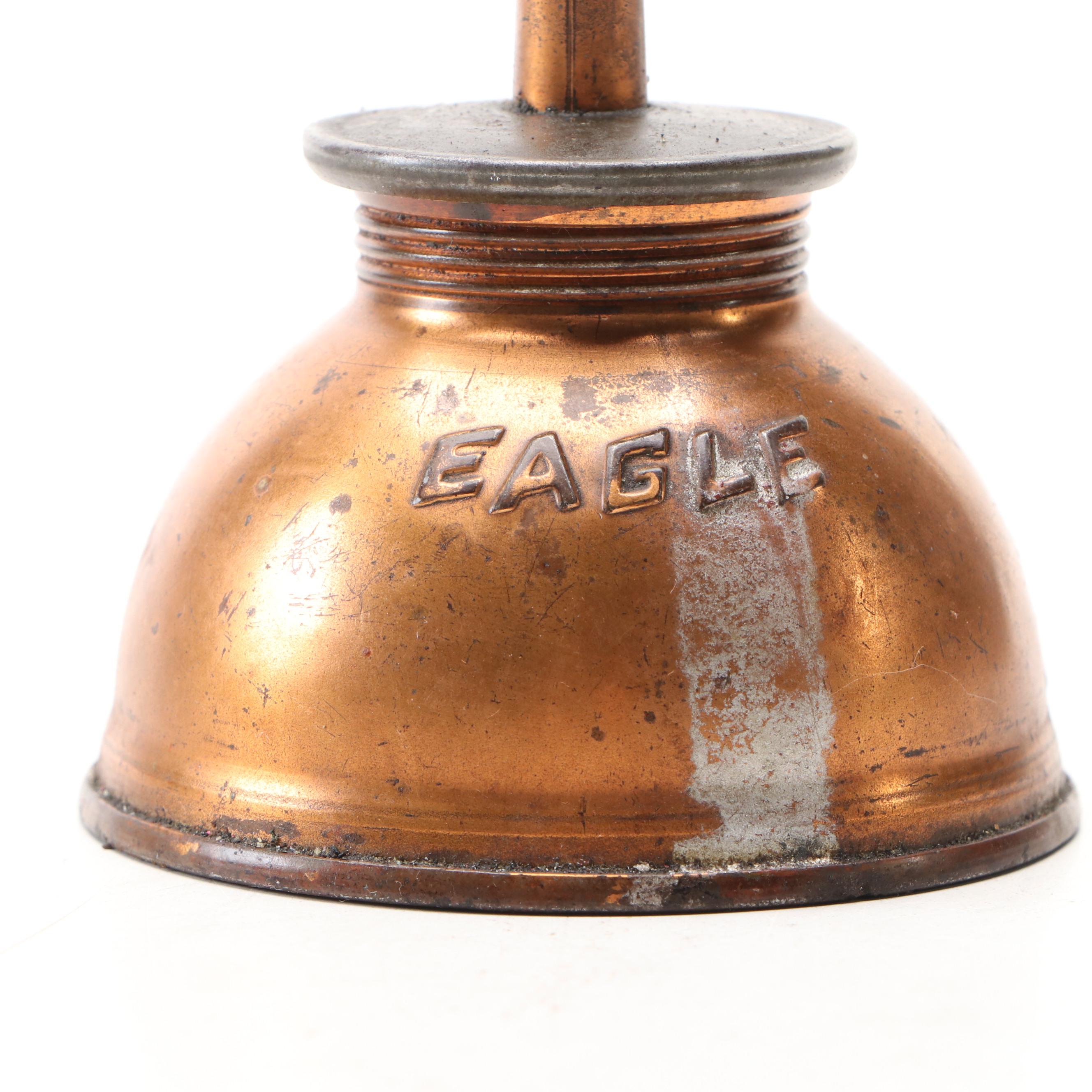 Eagle Copper Oil Can with Other Oil Cans, Vintage