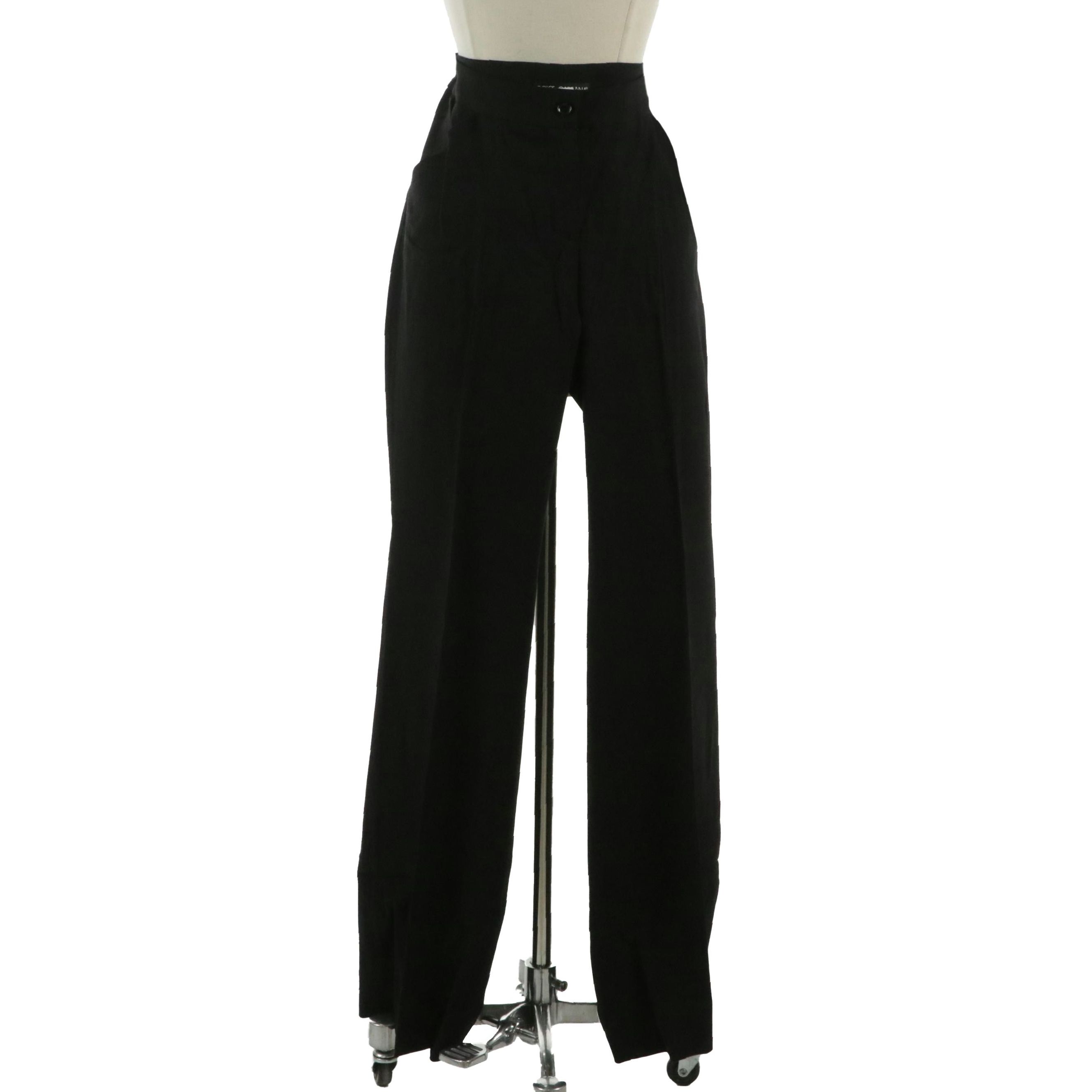 Dolce & Gabbana Black Wool Blend Straight-Leg Trousers, With Tag