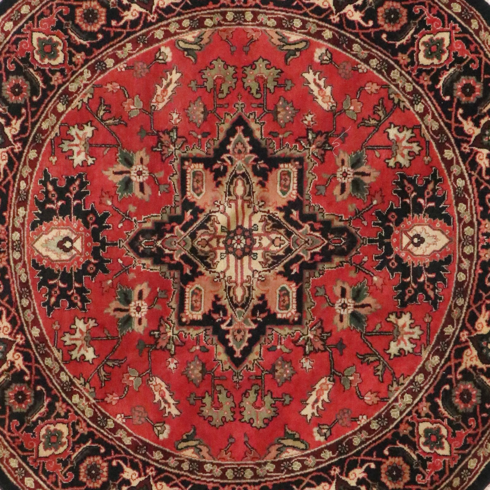 6'5 Round Hand-Knotted Indo-Persian Heriz Area Rug