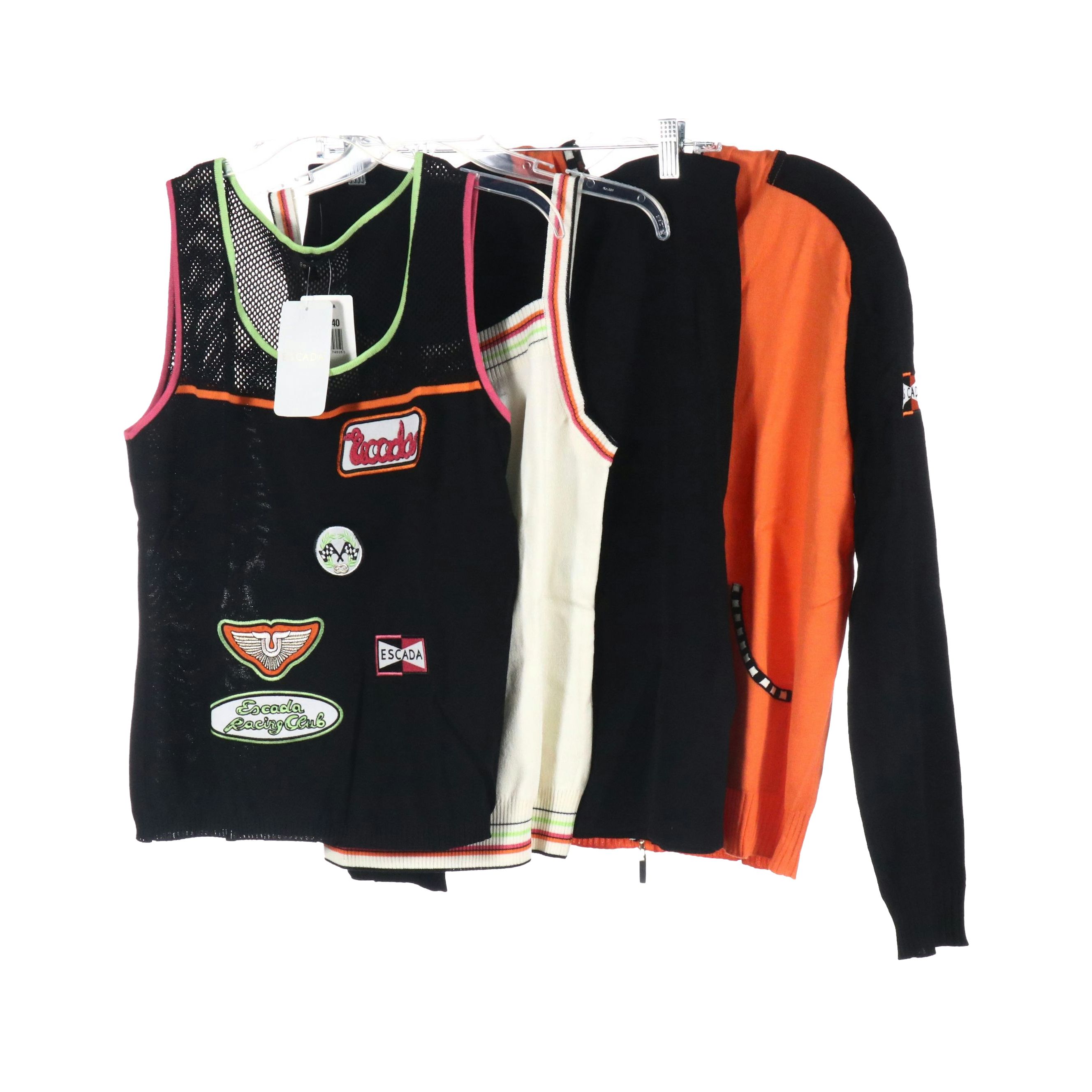 Escada Orange Striped Zip Jacket and Pencil Skirt with Knit Tank Tops, w/ Tags